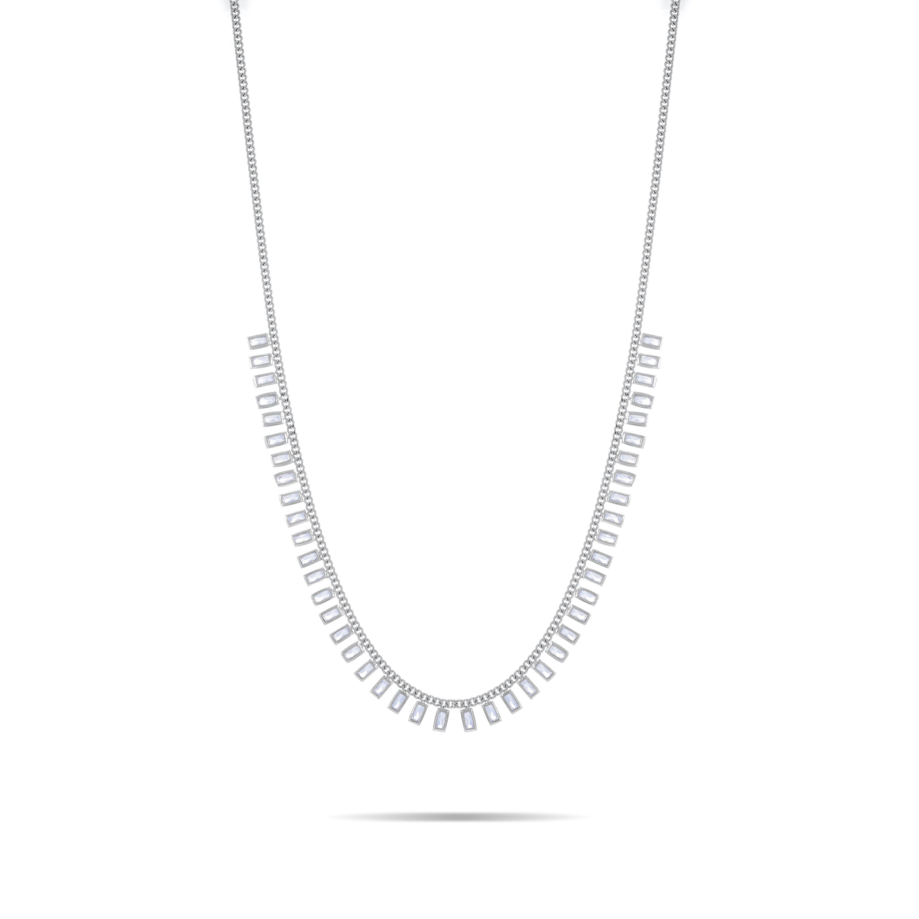 Baguette Bezel Droplets Necklace