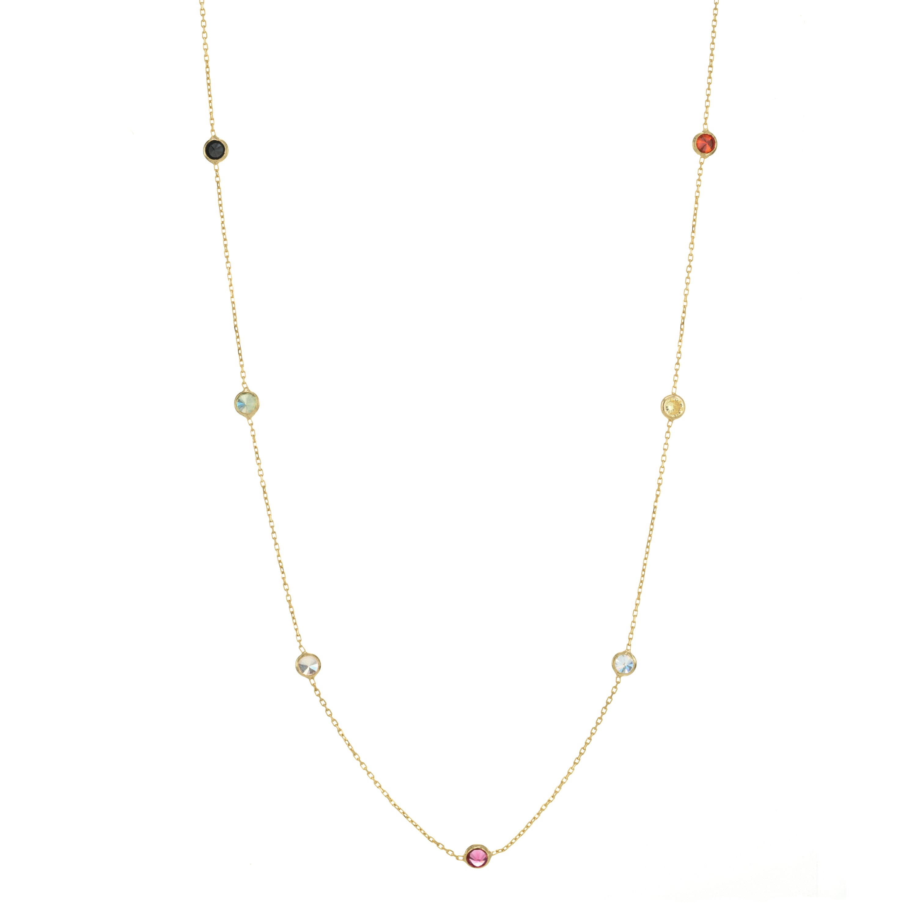 Bezel Long Chain Necklace