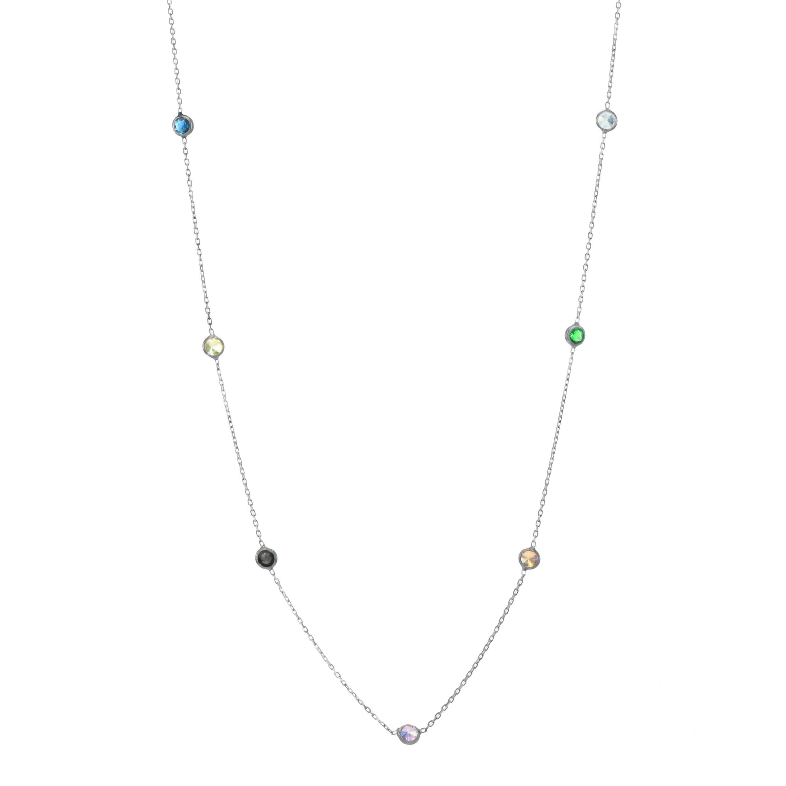 Bezel Long Chain Necklace