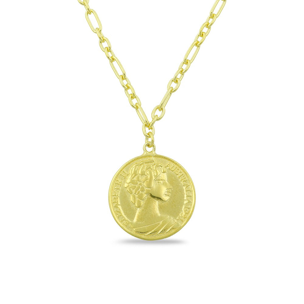 Coin With Figaro Chain Necklace