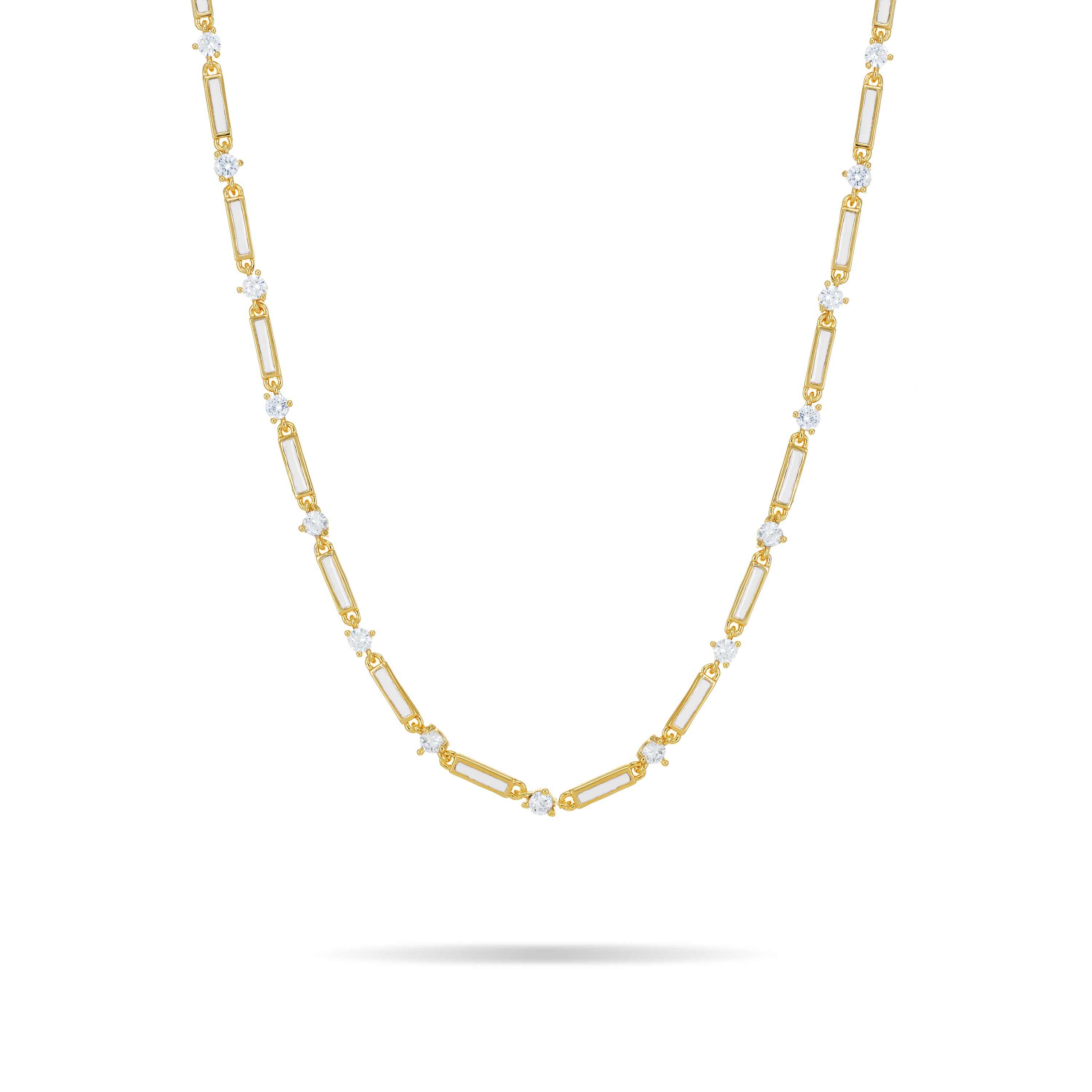 Connected Enamel Lines Choker - Gold White