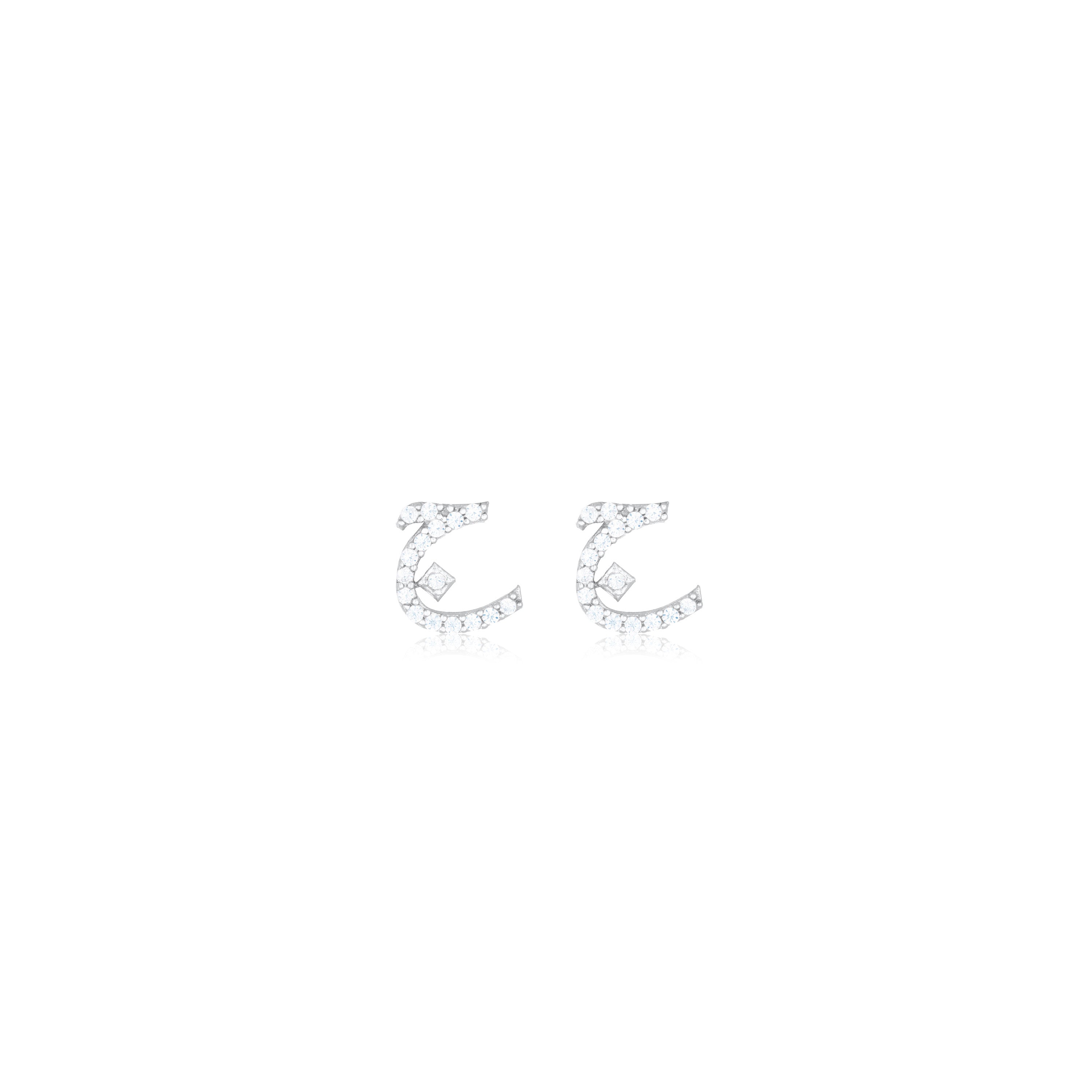 Cubic Zirconia Arabic Letter Stud Earring