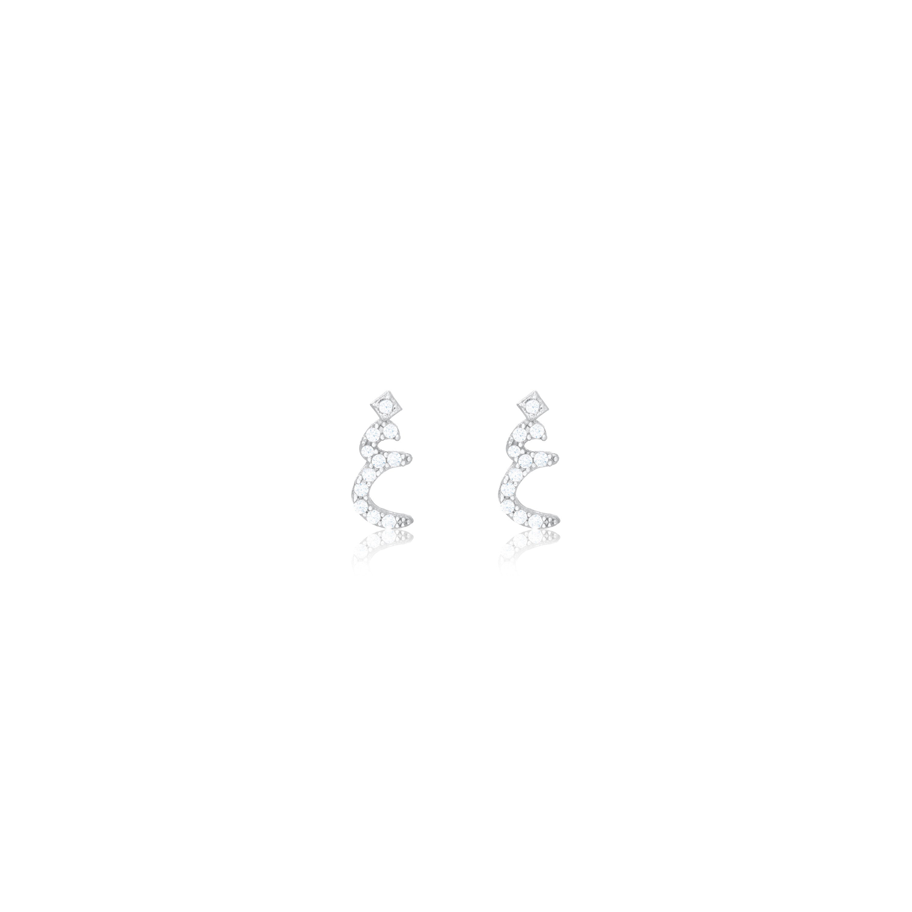 Cubic Zirconia Arabic Letter Stud Earring