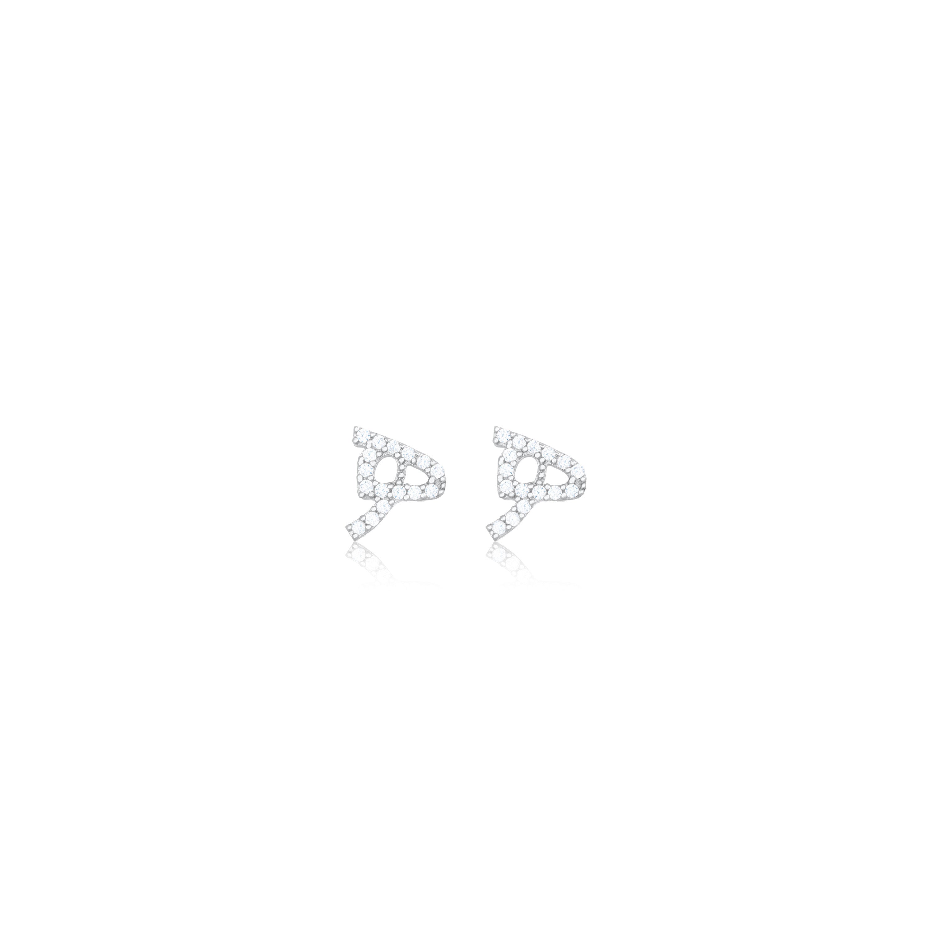 Cubic Zirconia Arabic Letter Stud Earring