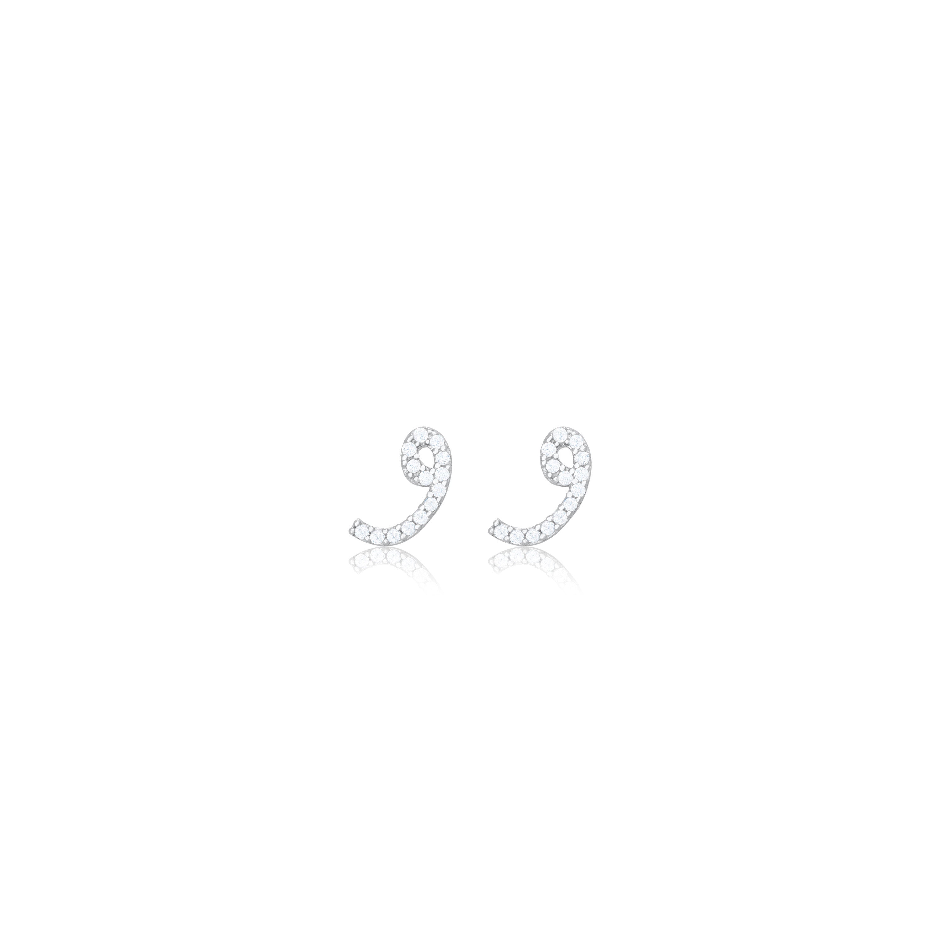 Cubic Zirconia Arabic Letter Stud Earring