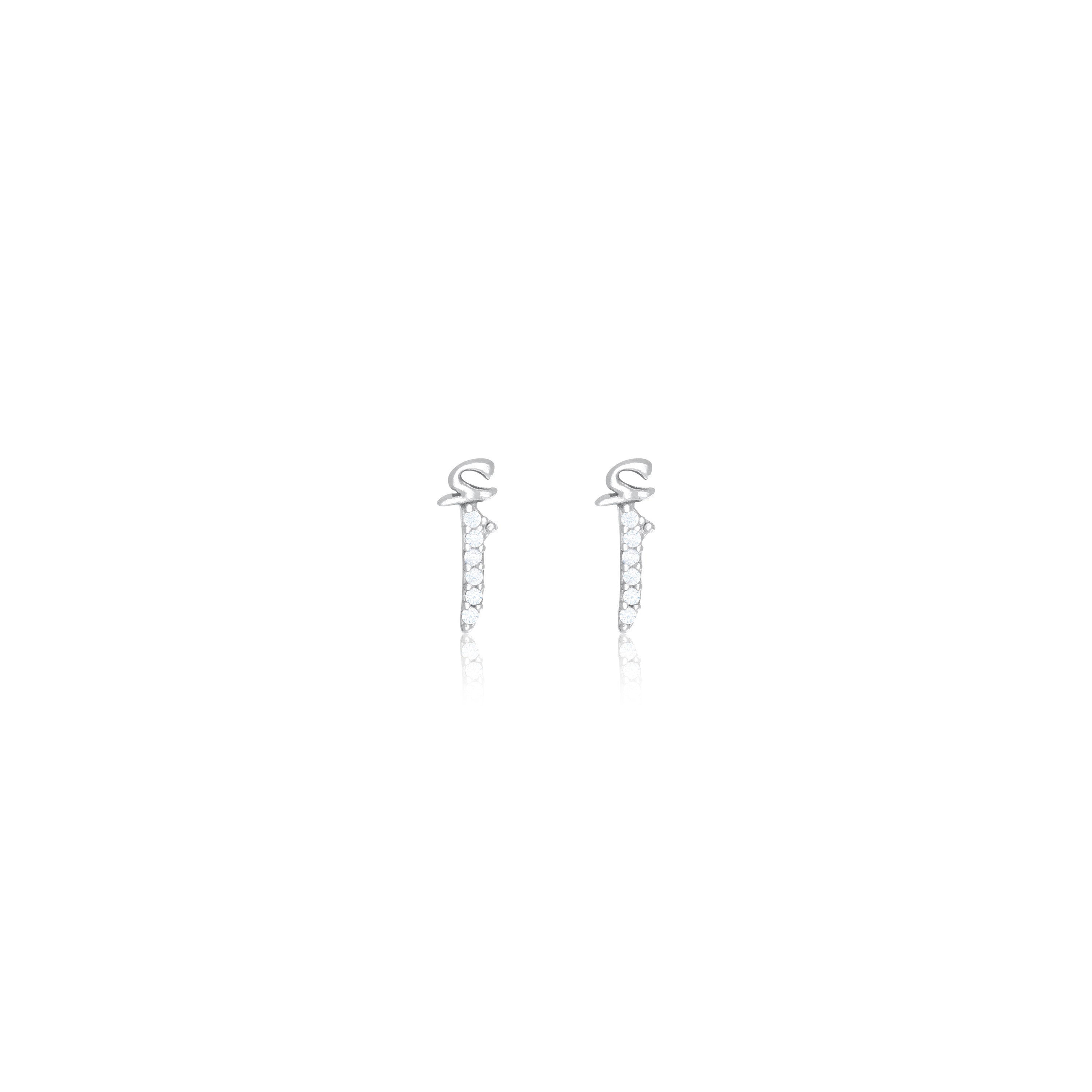 Cubic Zirconia Arabic Letter Stud Earring