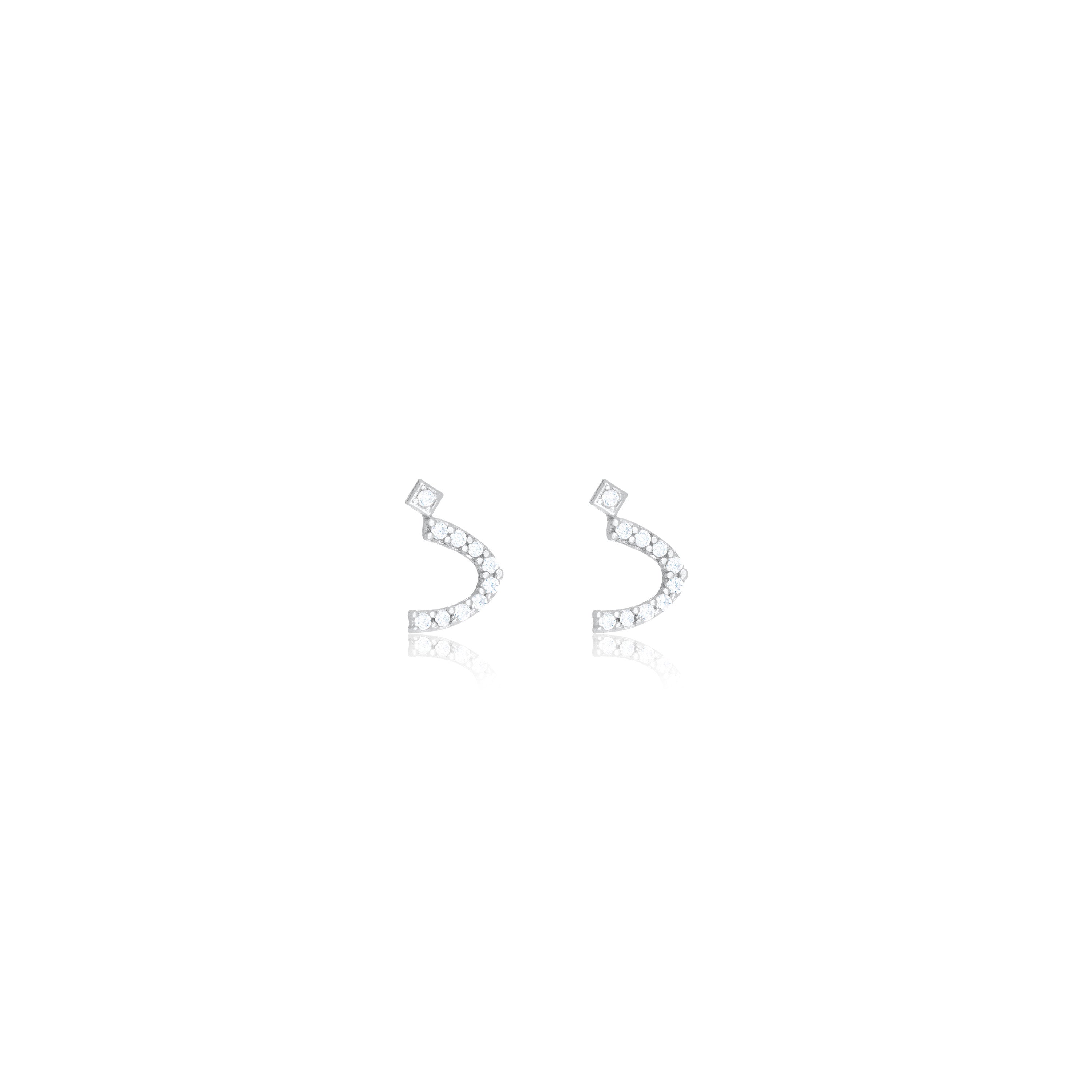 Cubic Zirconia Arabic Letter Stud Earring