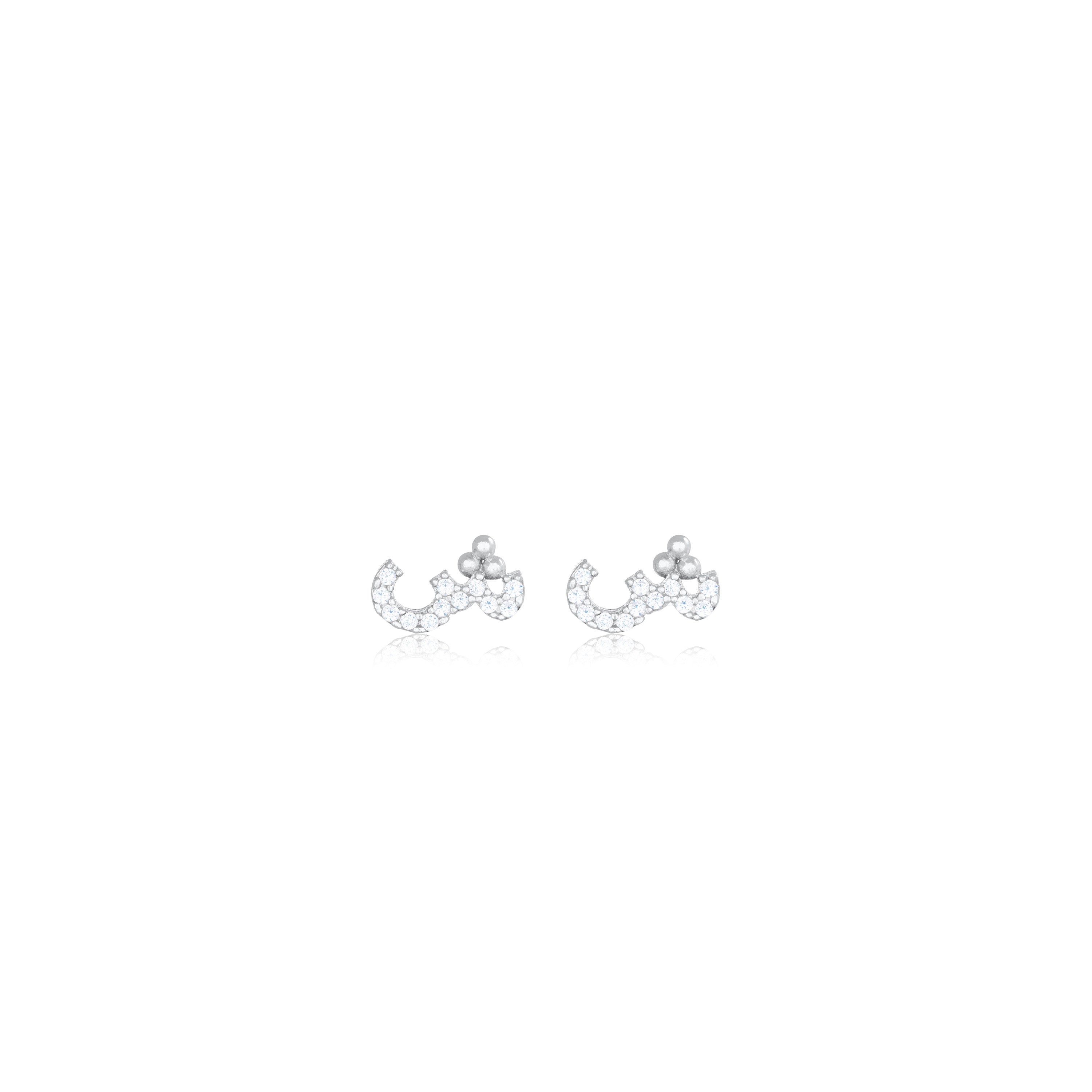 Cubic Zirconia Arabic Letter Stud Earring