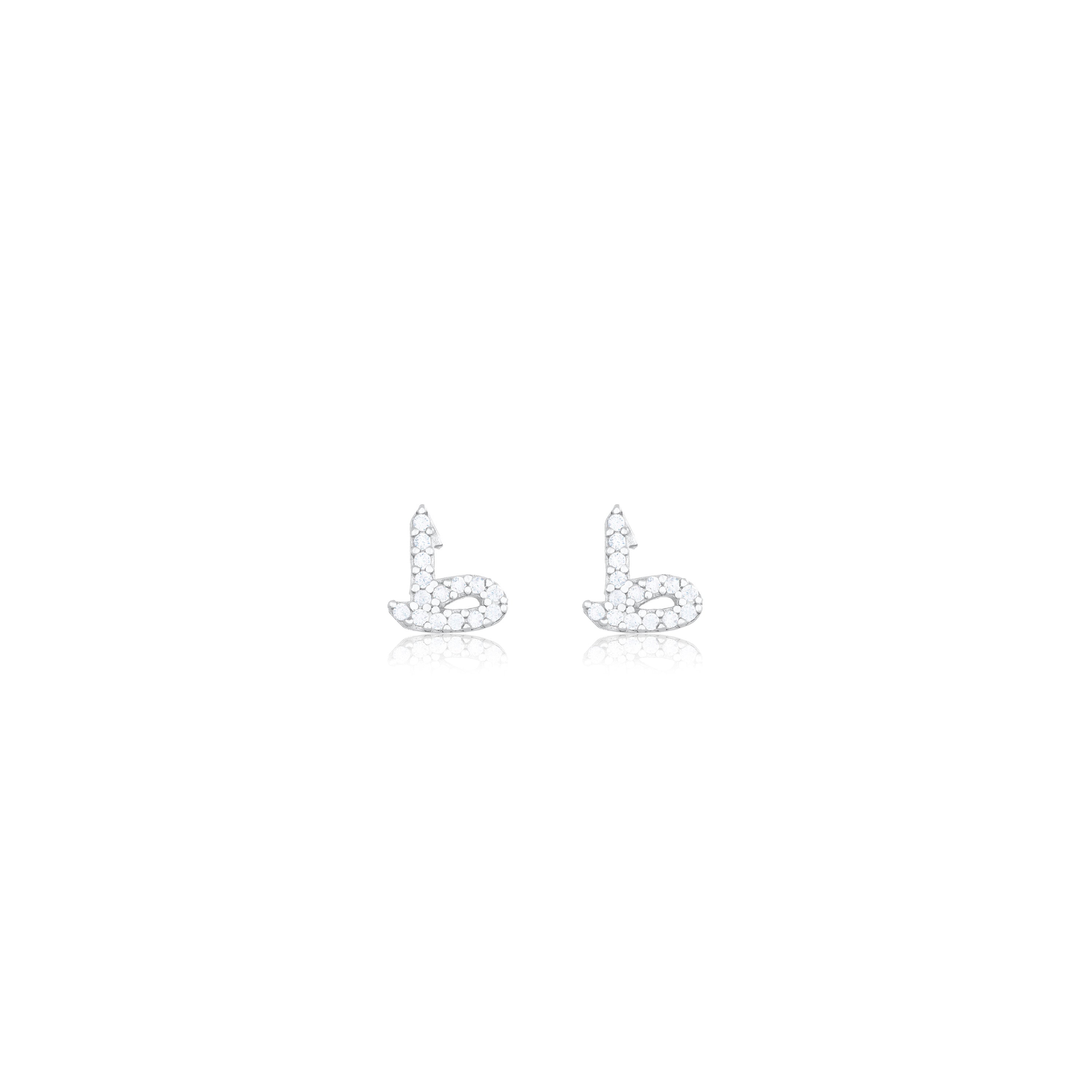 Cubic Zirconia Arabic Letter Stud Earring
