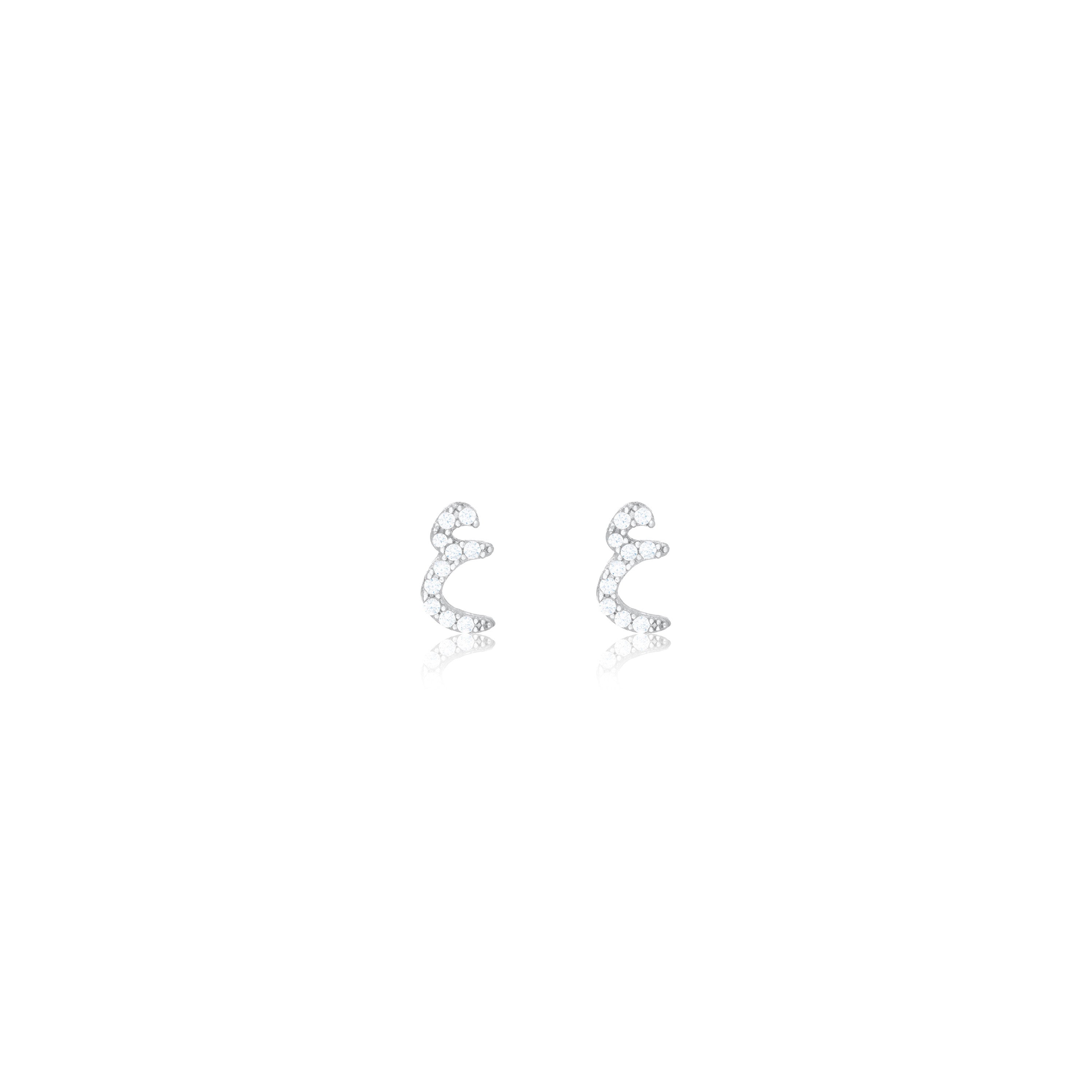 Cubic Zirconia Arabic Letter Stud Earring