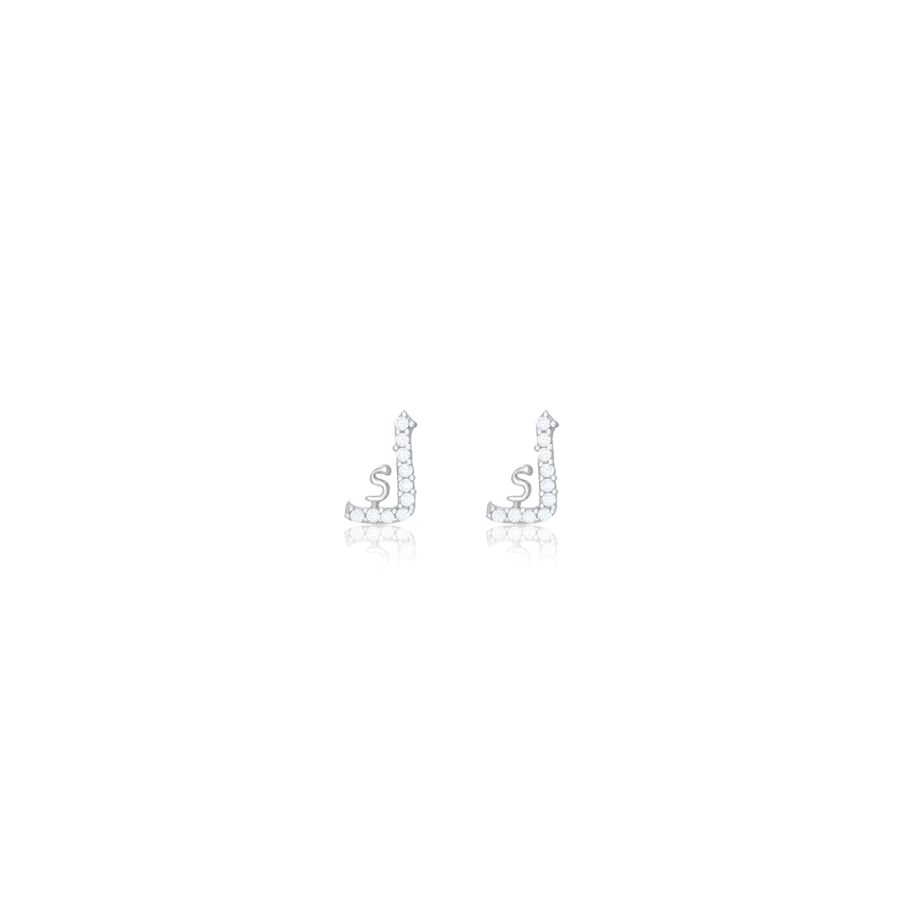 Cubic Zirconia Arabic Letter Stud Earring