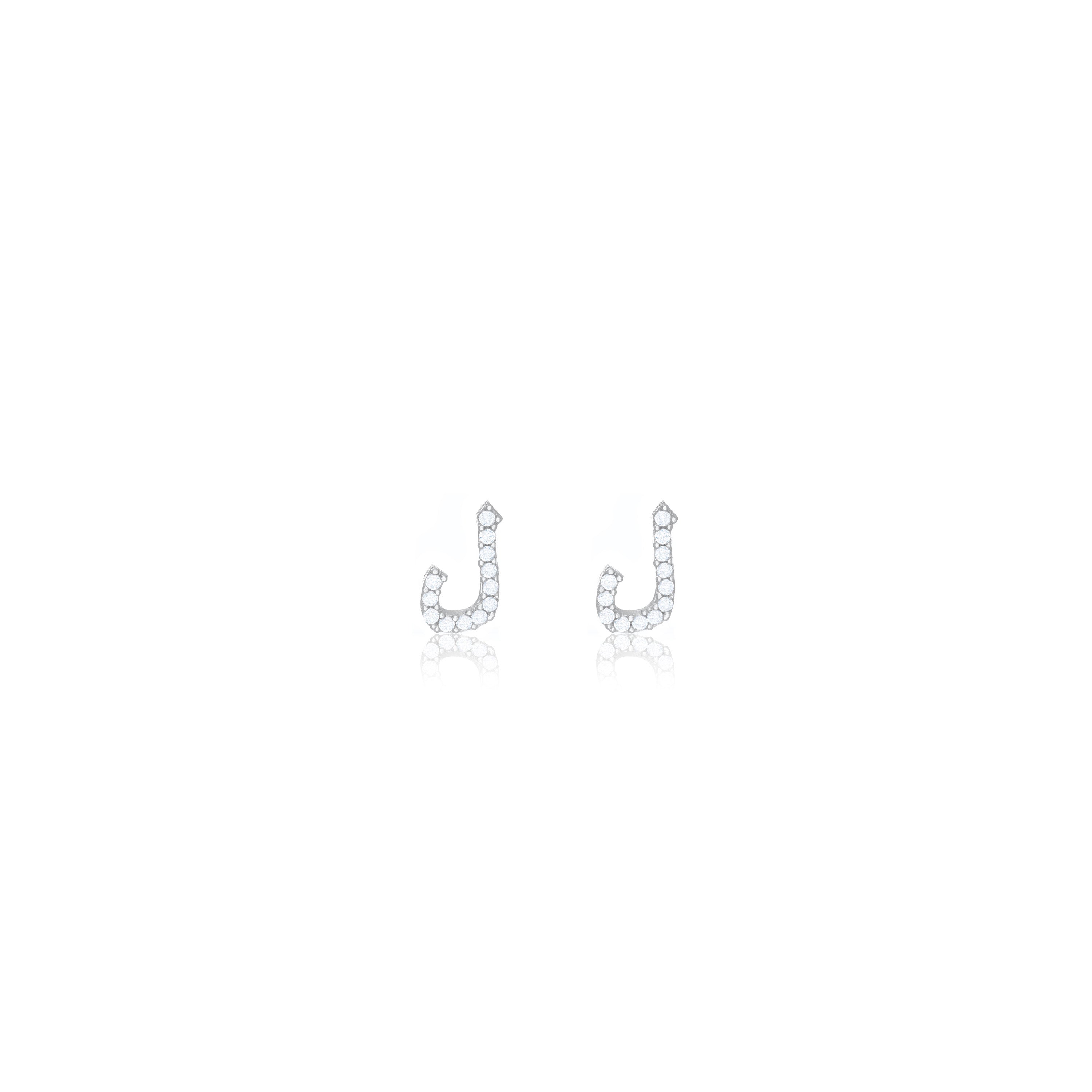 Cubic Zirconia Arabic Letter Stud Earring