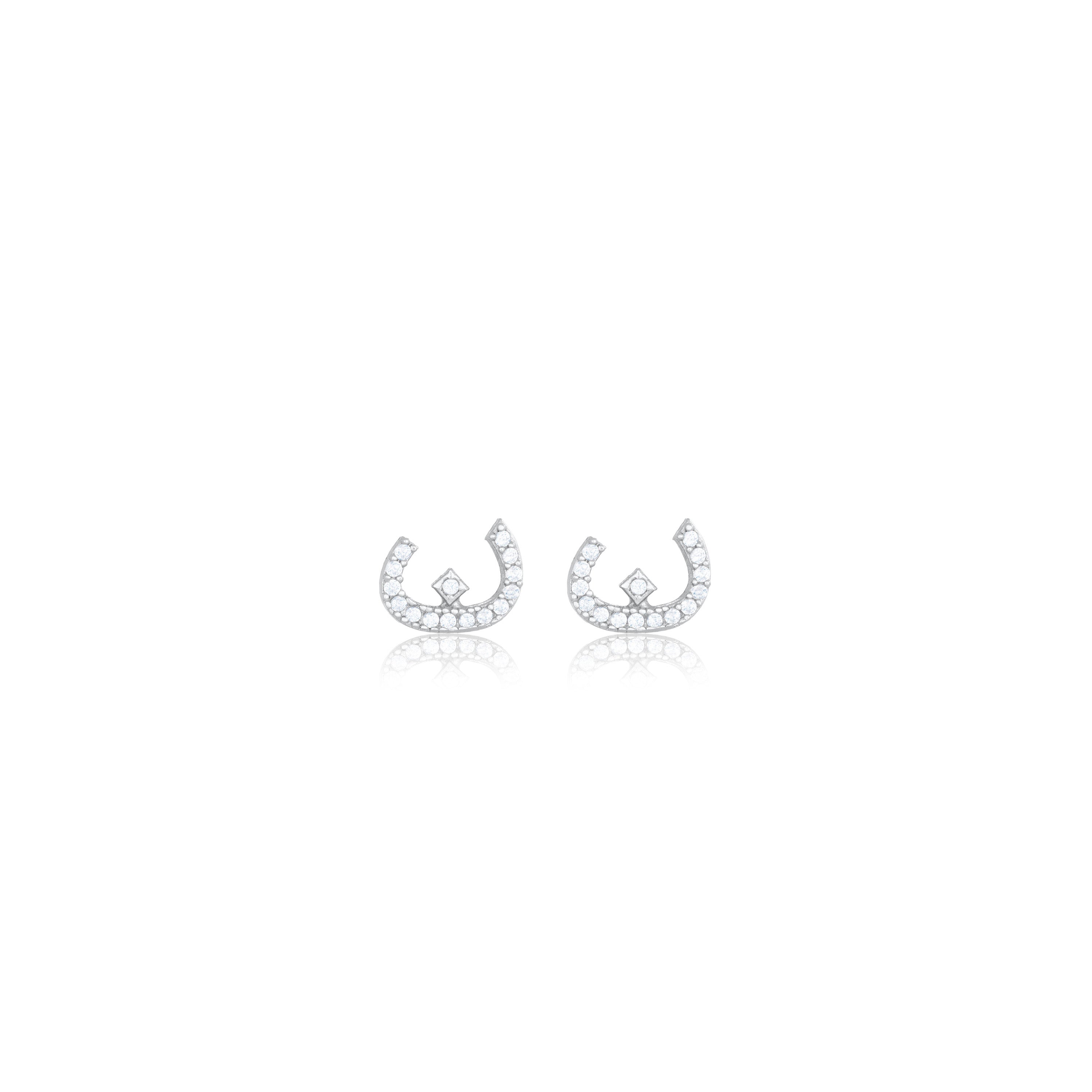 Cubic Zirconia Arabic Letter Stud Earring
