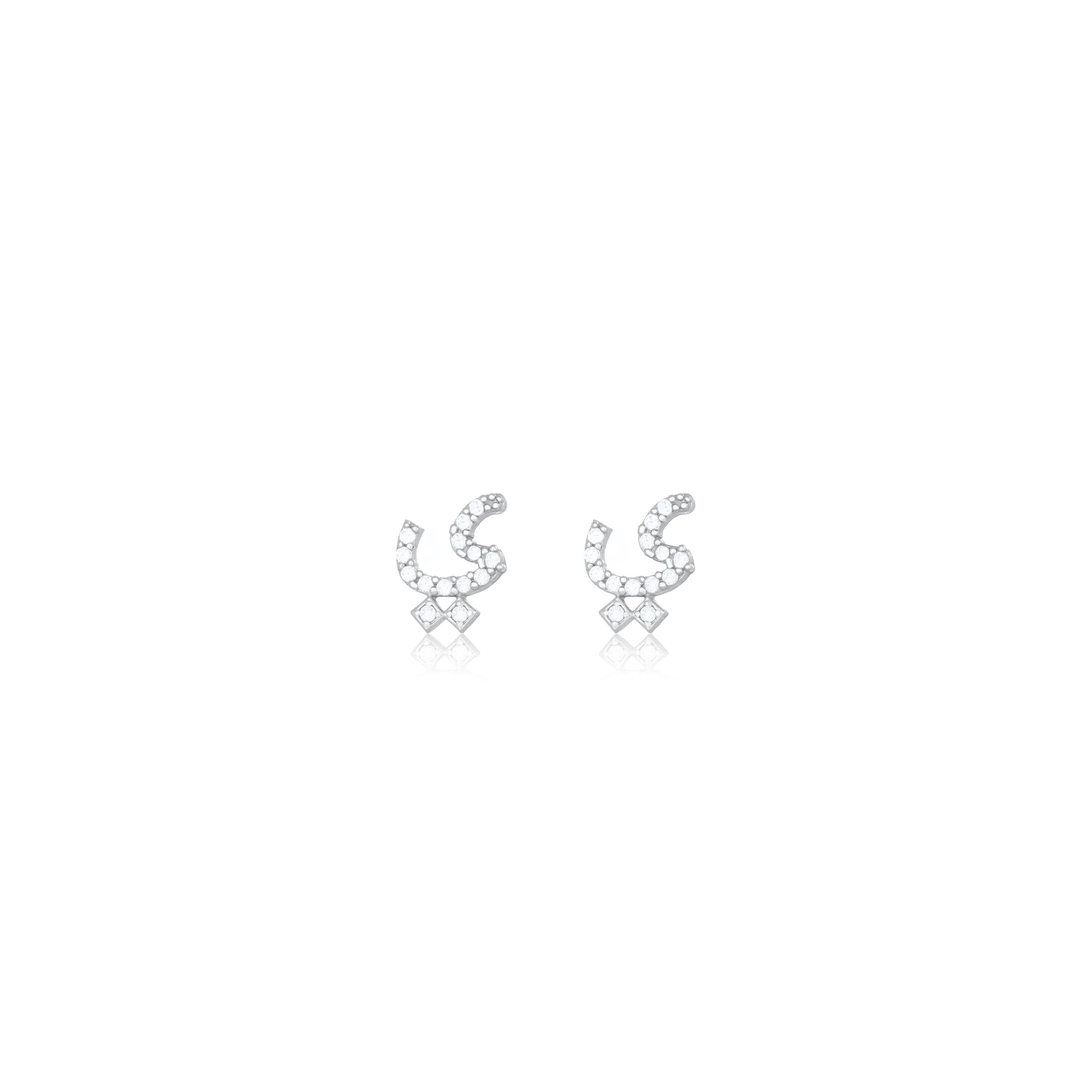 Cubic Zirconia Arabic Letter Stud Earring