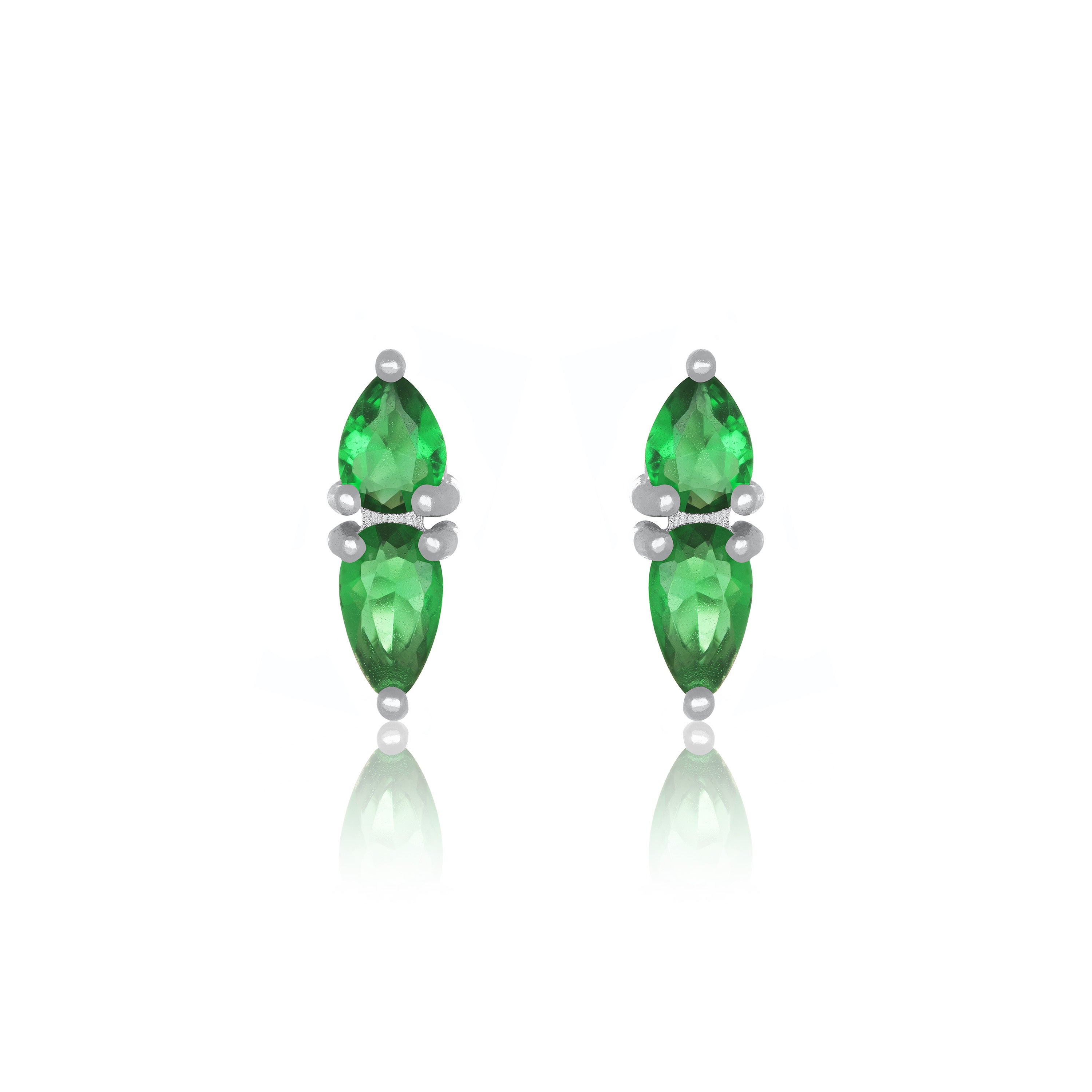 Cubic Zirconia Asymmetric Two Teardrop Stud Earring