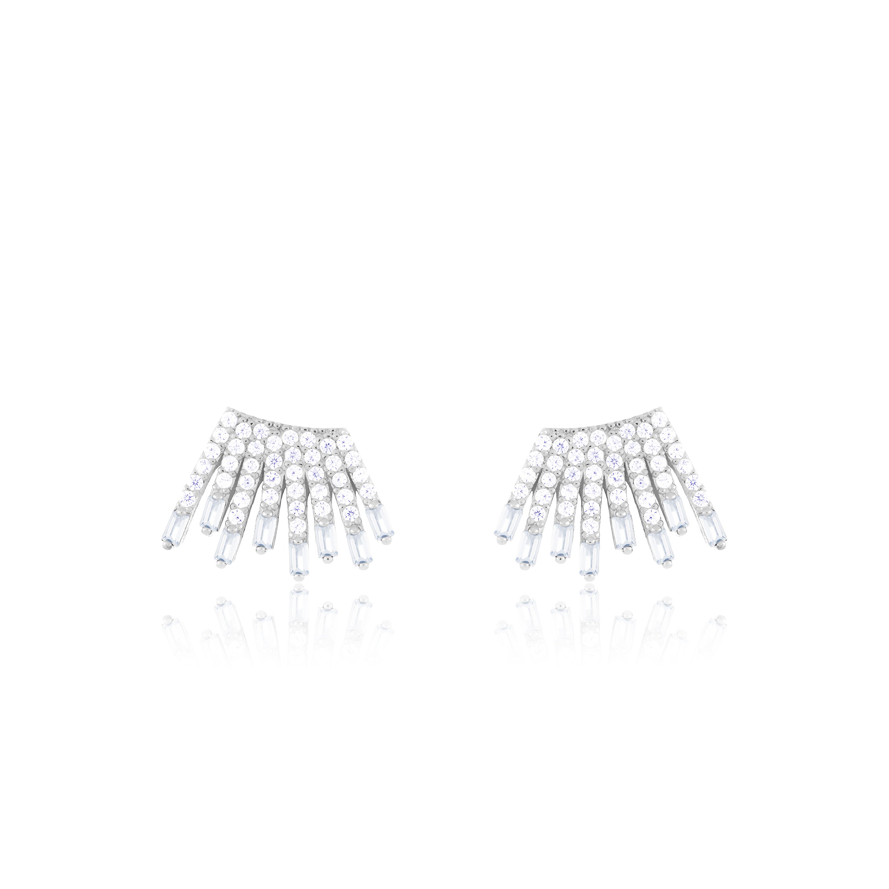 Cubic Zirconia Baguette Sun Rays Earring