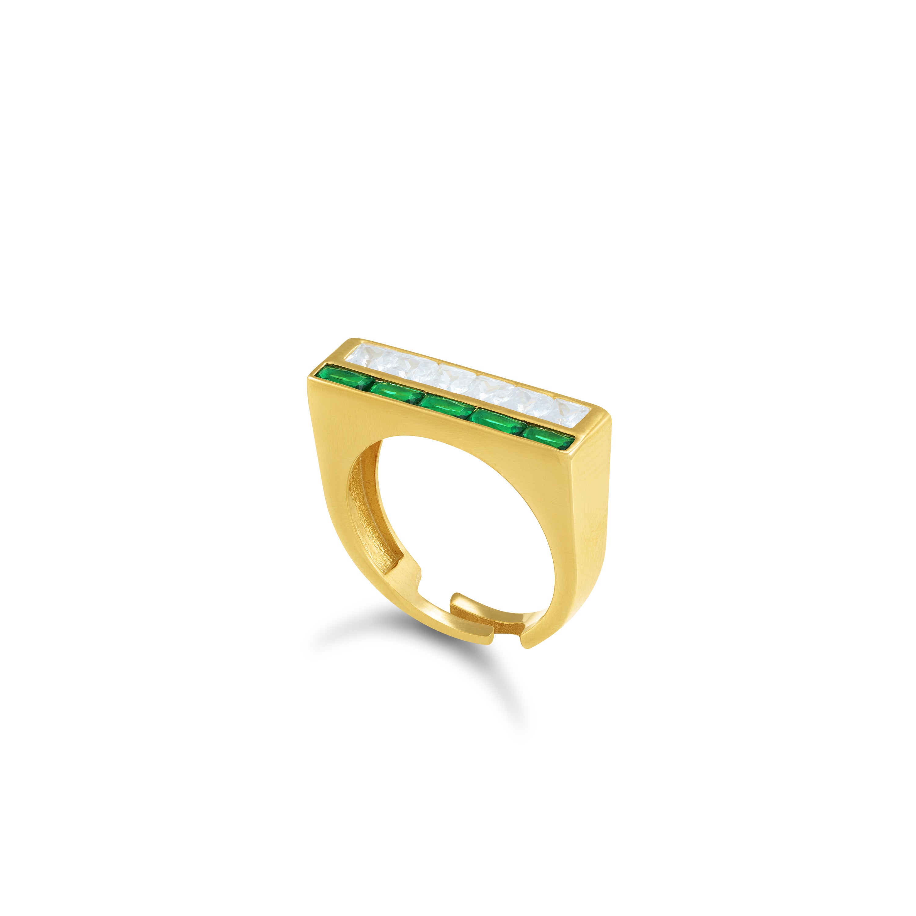 Cubic Zirconia Double Bar Signet Ring