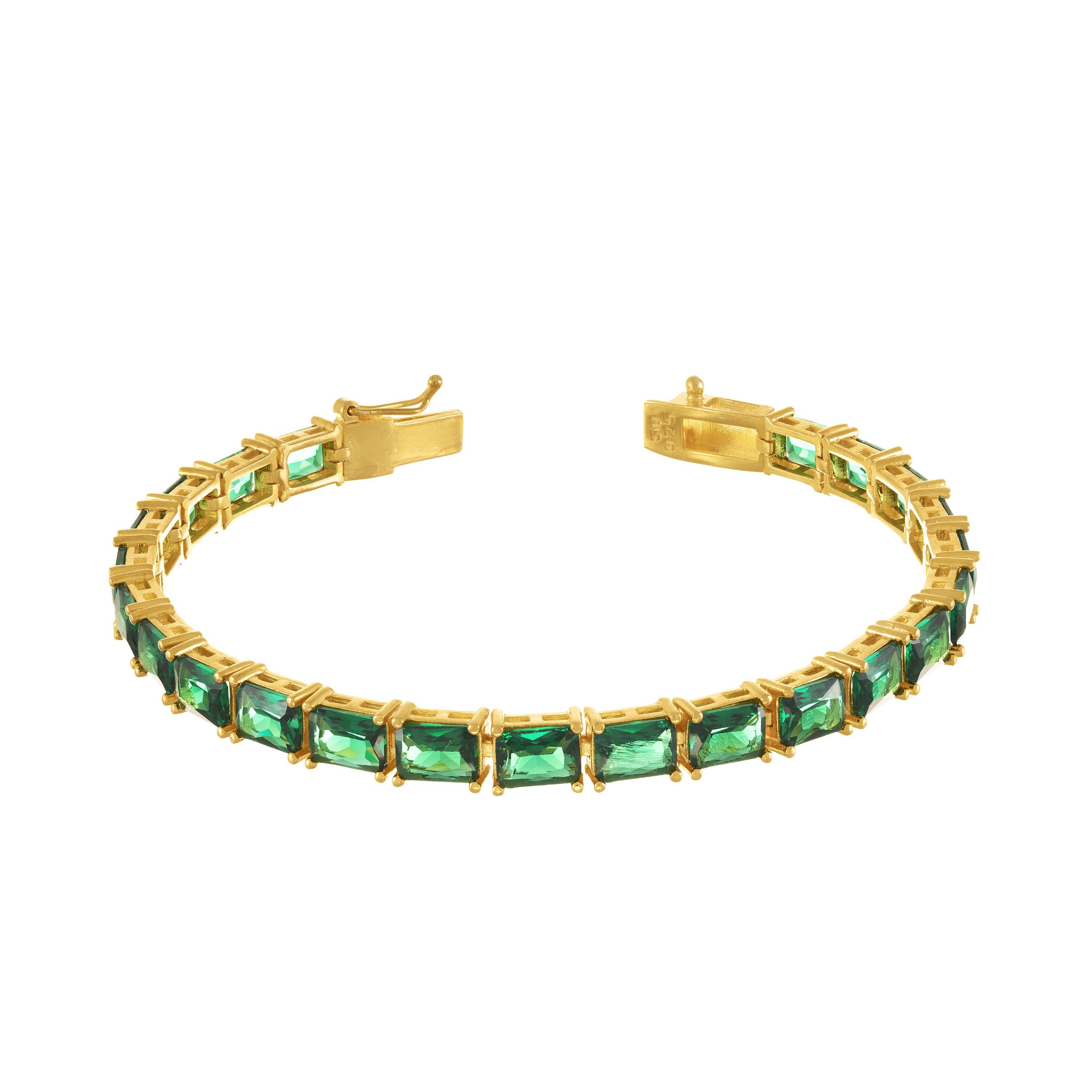 Cubic Zirconia Emerald Cut Tennis Bracelet With Box Clasp
