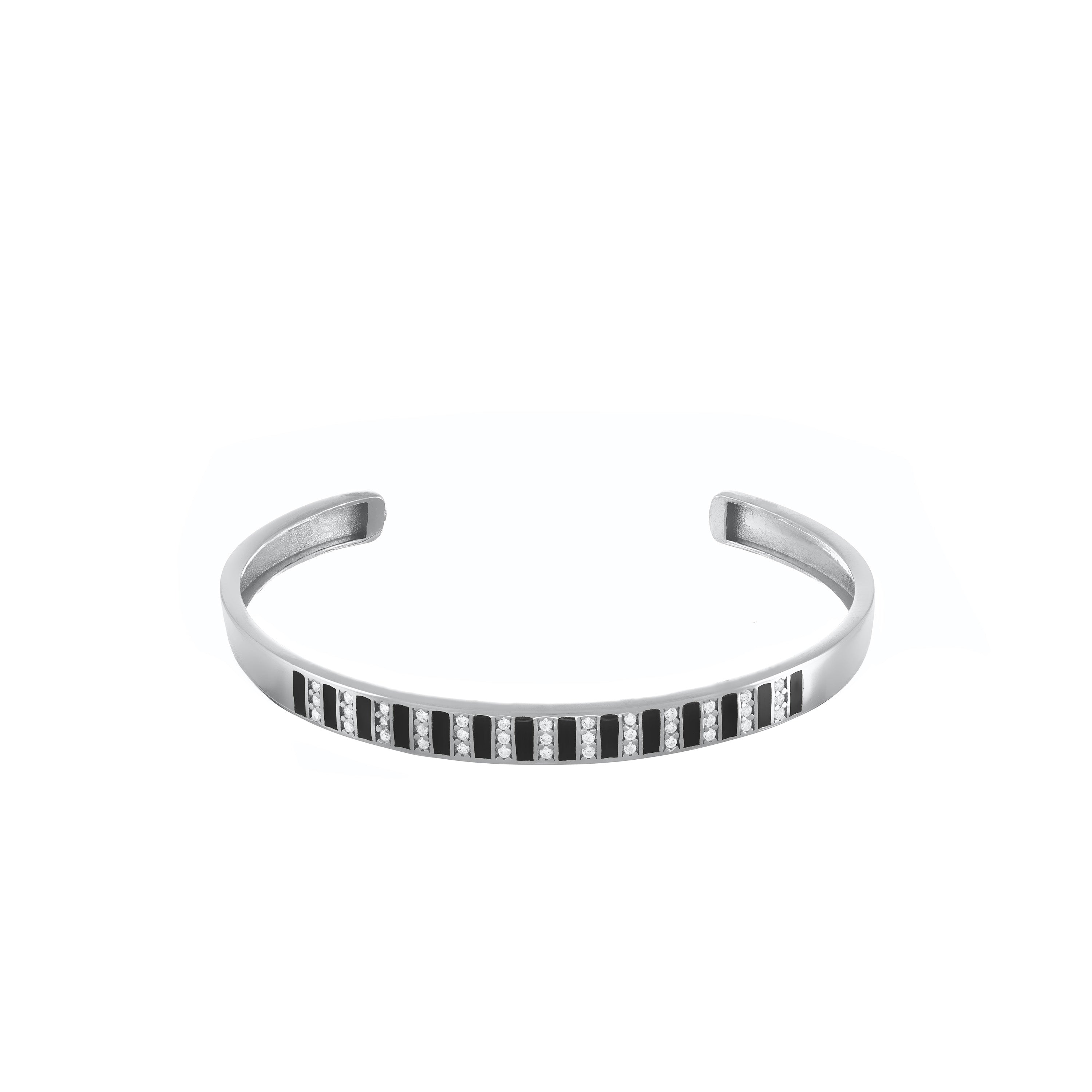 Cubic Zirconia Enamel Stripes Bangle Bracelet