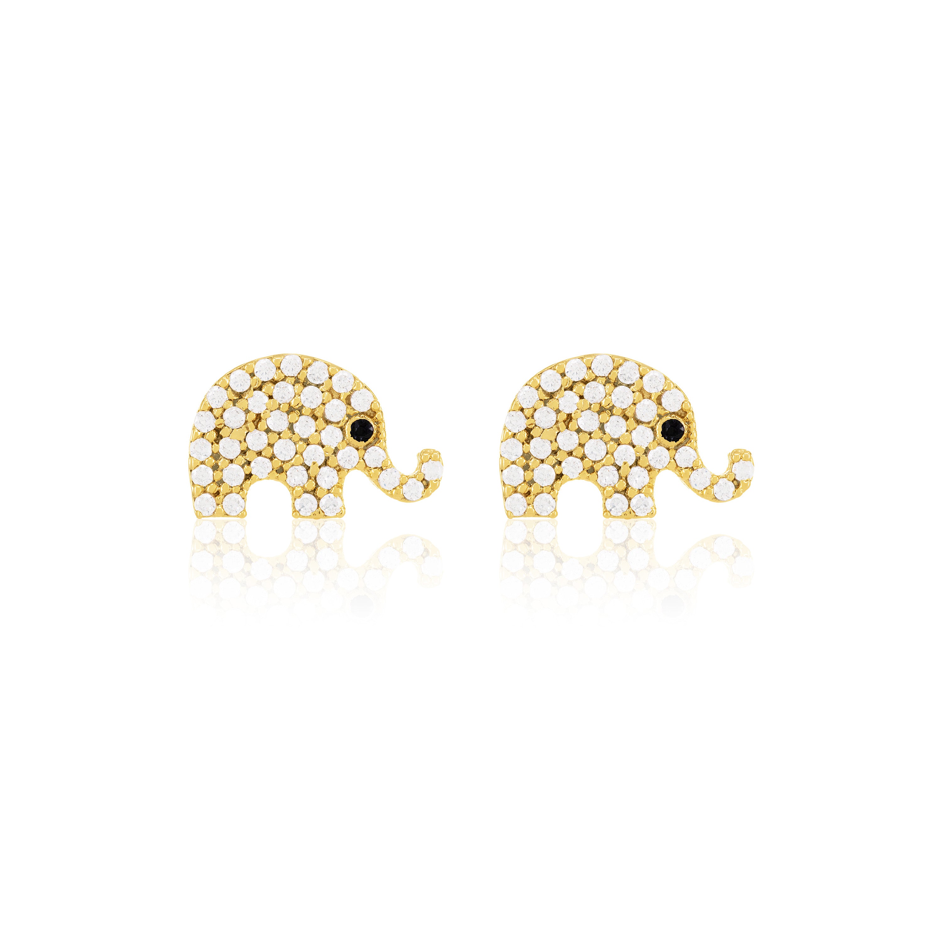 Cubic Zirconia Pave Elephant Stud Earring