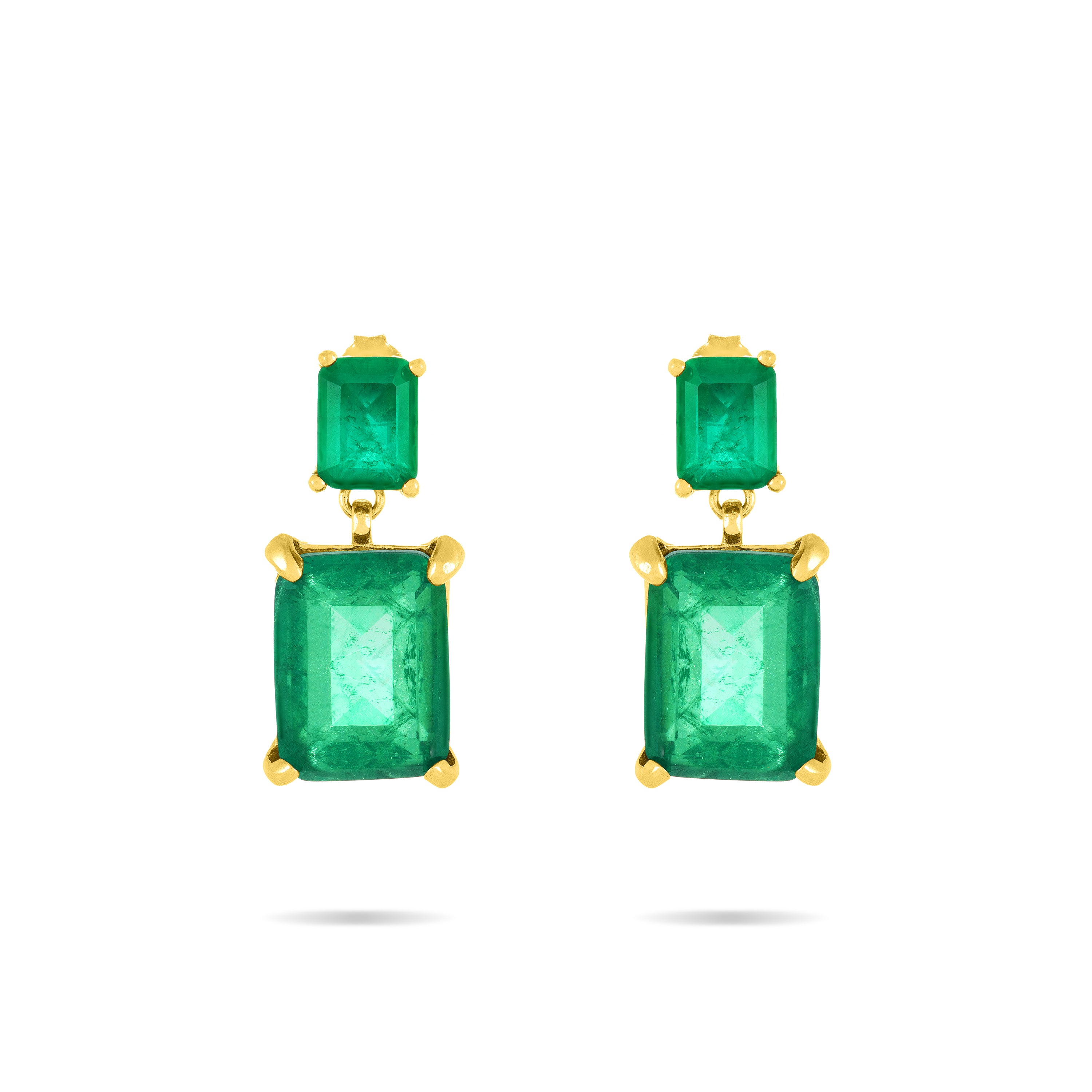 Cubic Zirconia Two Rectangle Stone Drop Earring