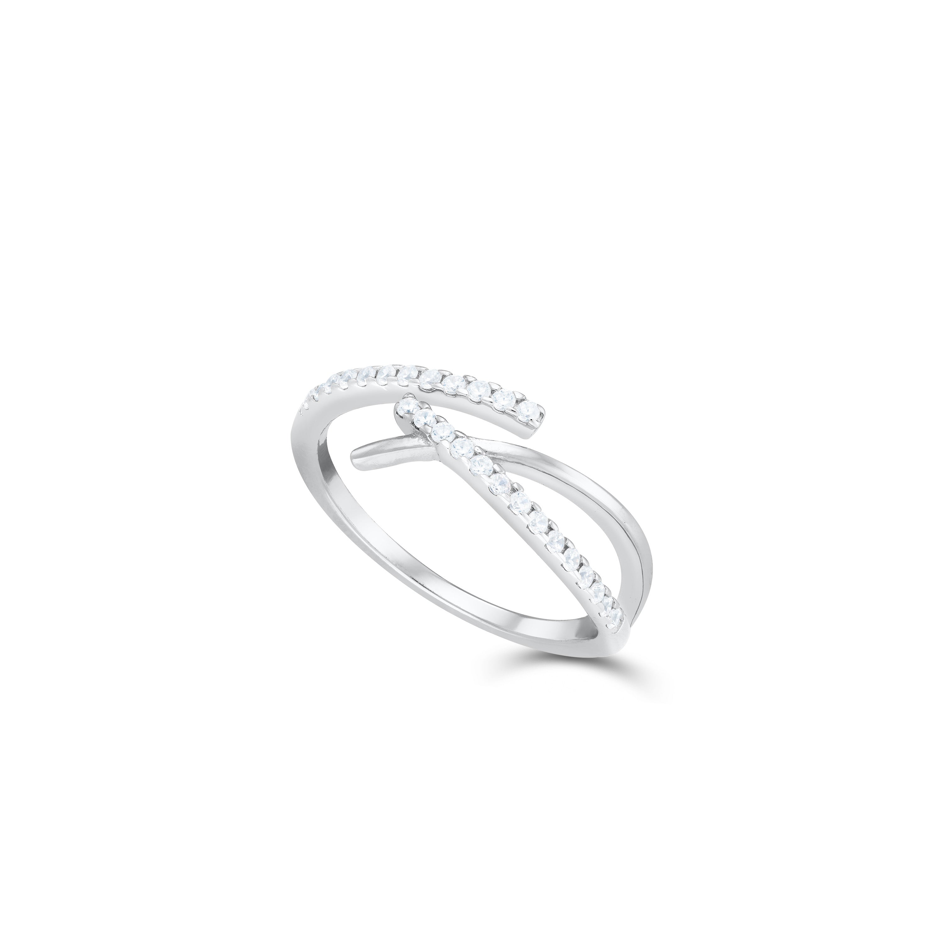 Cubic Zirconia Wrap Ring - Silver White