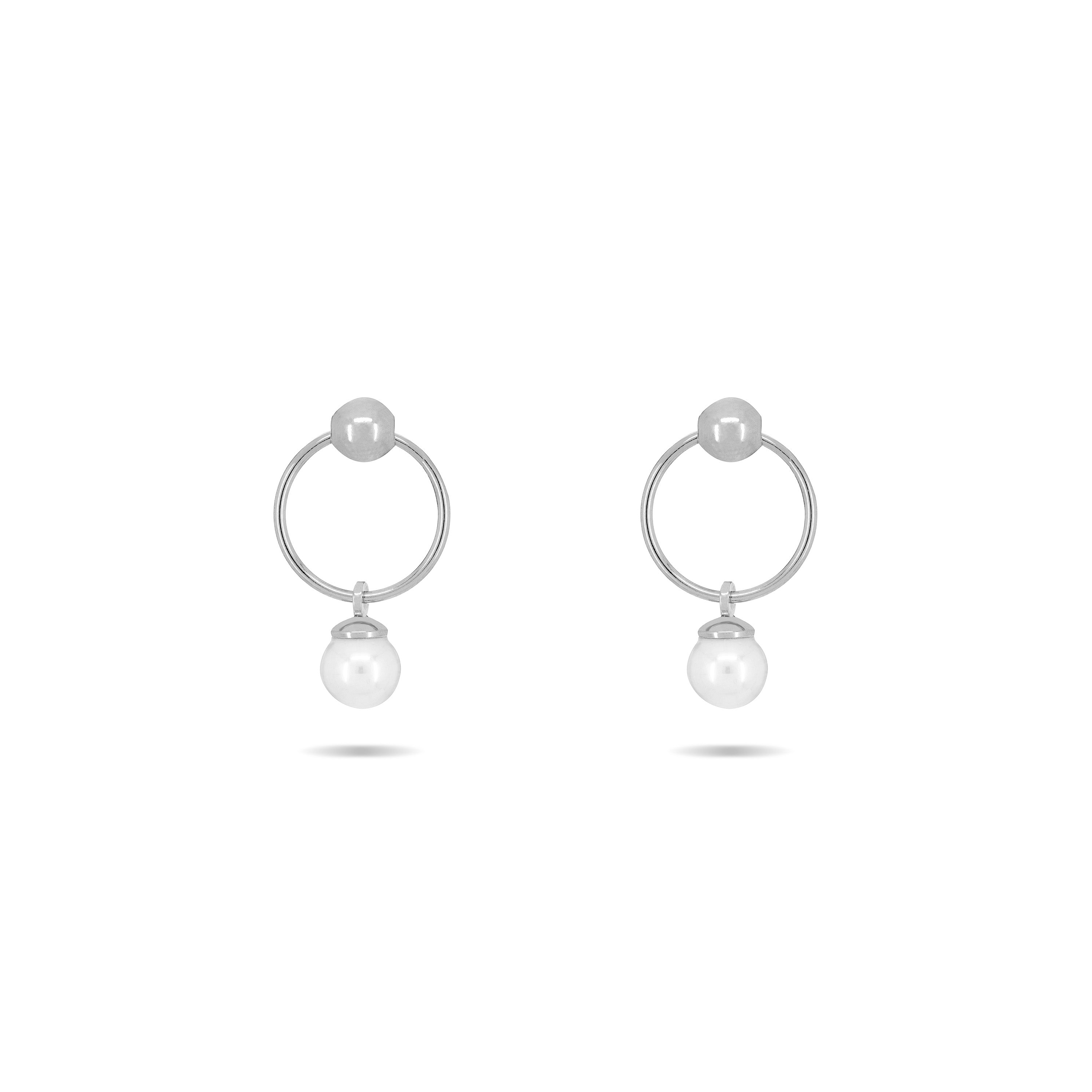 Dangling Pearl Hoop Earring