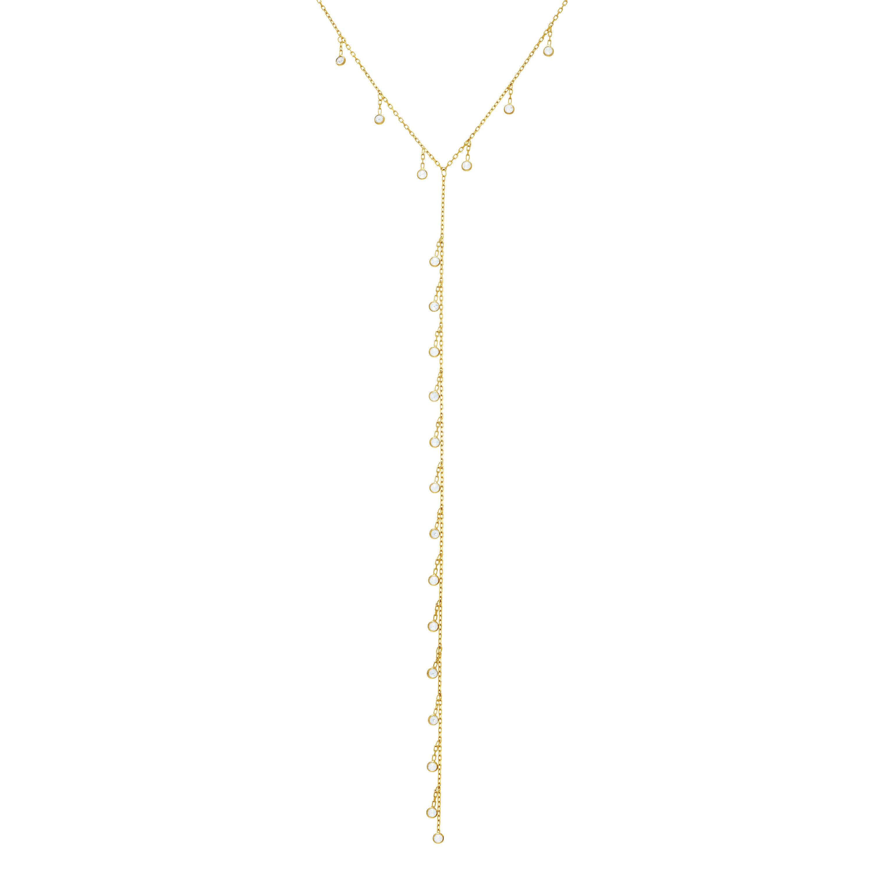 Dangling Cz Bezel Lariat Sliding Clasp Choker
