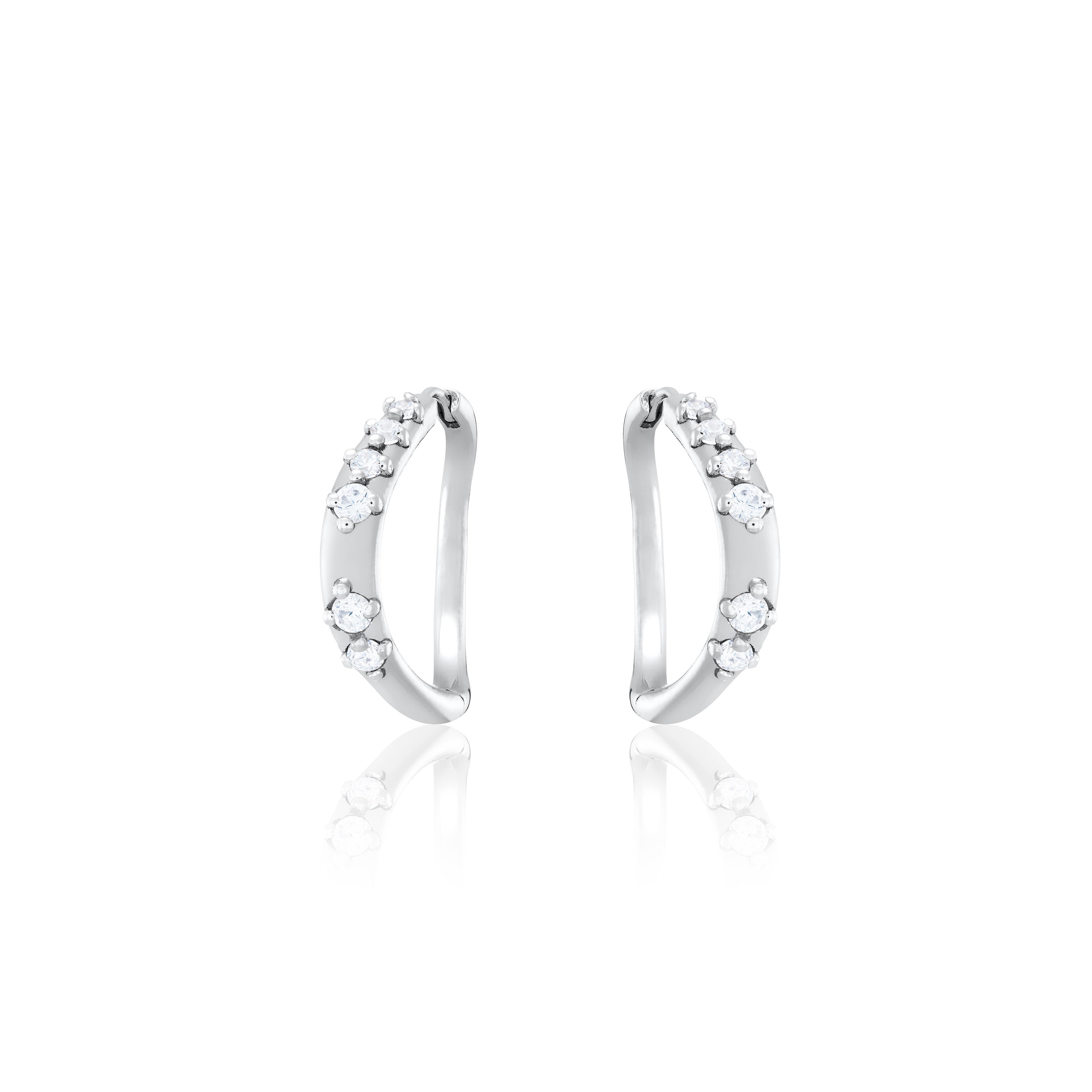 Dot Cluster Cz Hoop Earrings - Silver White