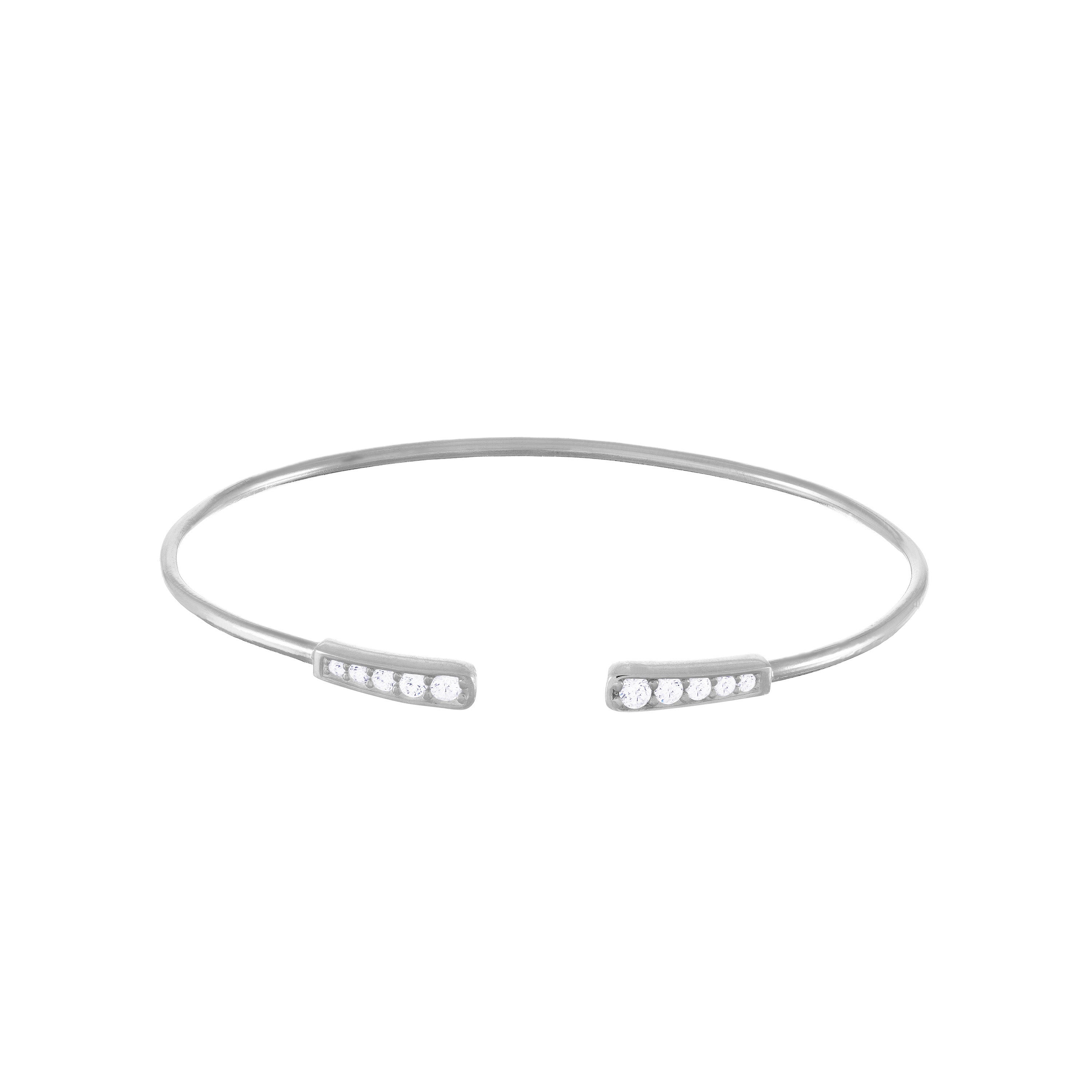Double Graduated Cubic Zirconia Torc Bangle Bracelet - Silver White