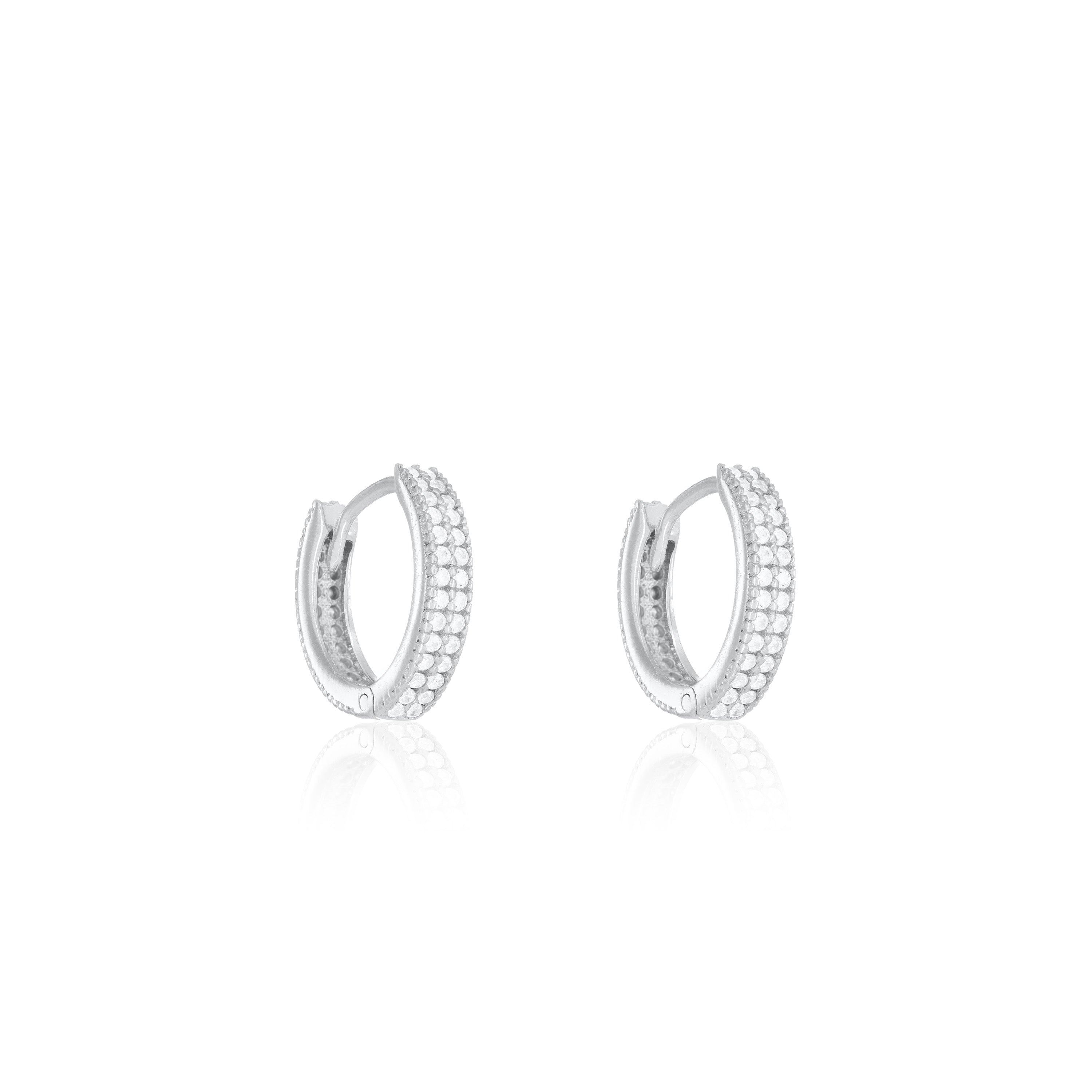 Double Line Cubic Zirconia Hoop Earring