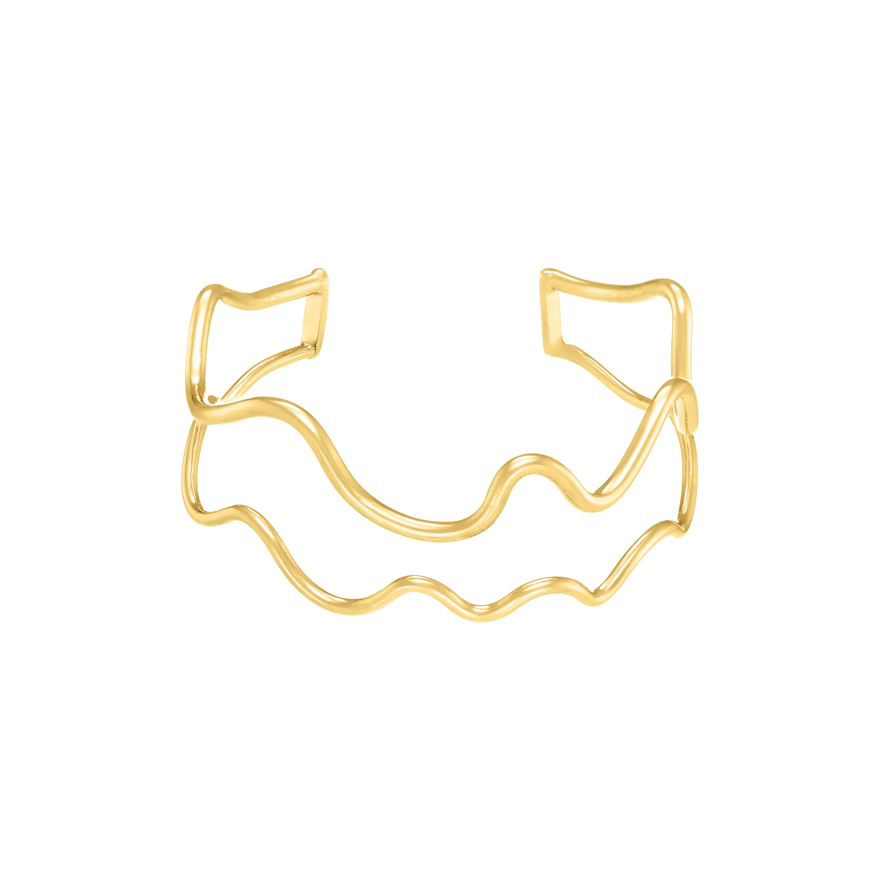 Double Wave Line Bangle - Gold