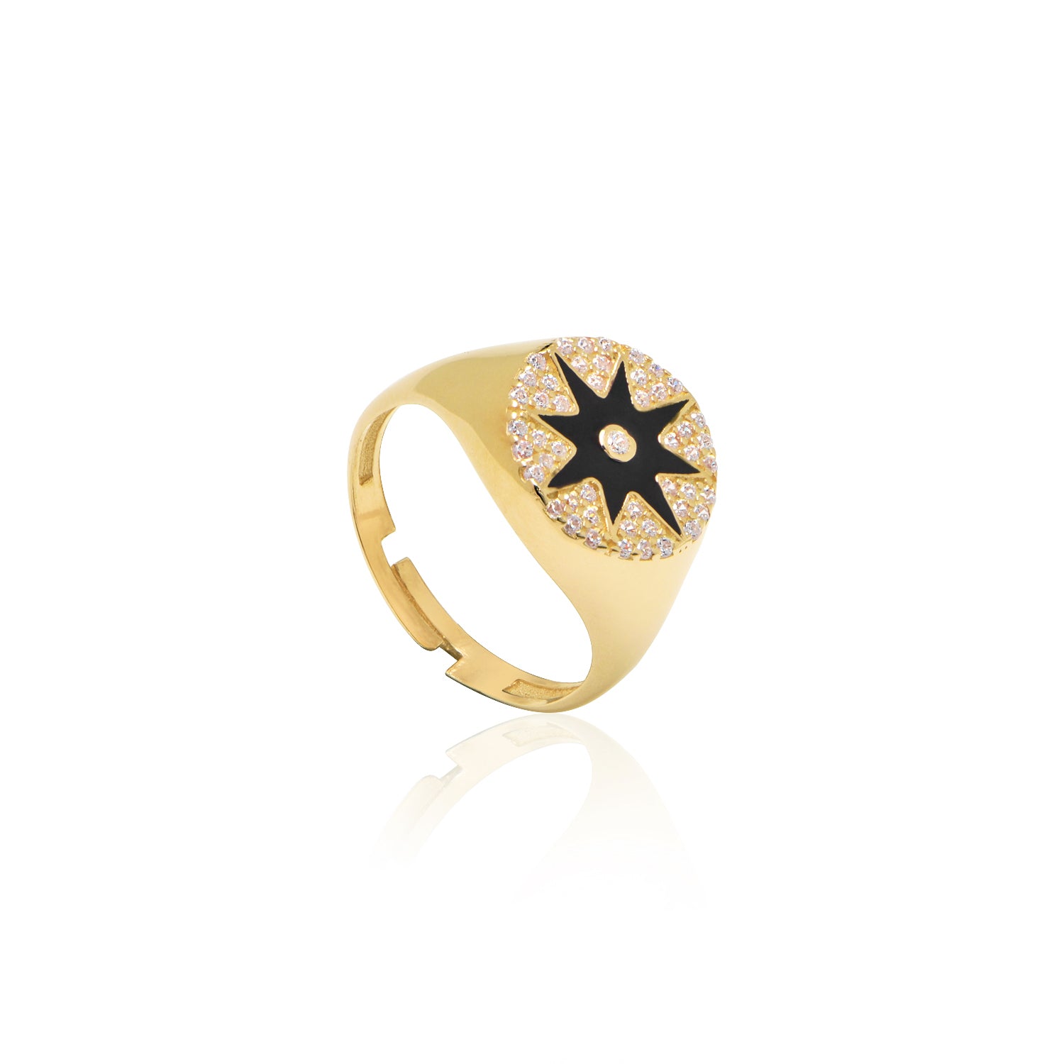 Enamel Starburst Cubic Zirconia Pinky Ring