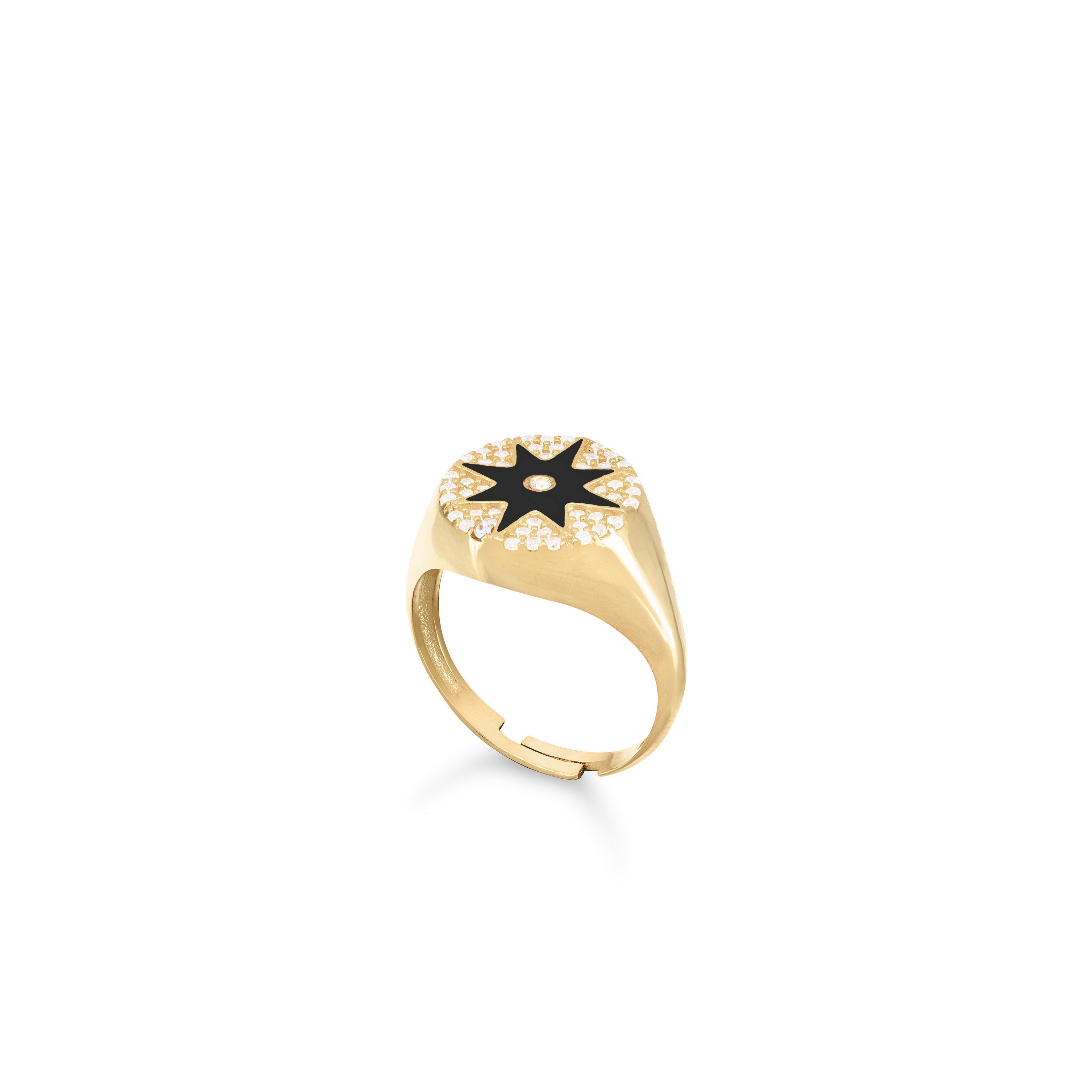 Enamel Starburst Cubic Zirconia Pinky Ring