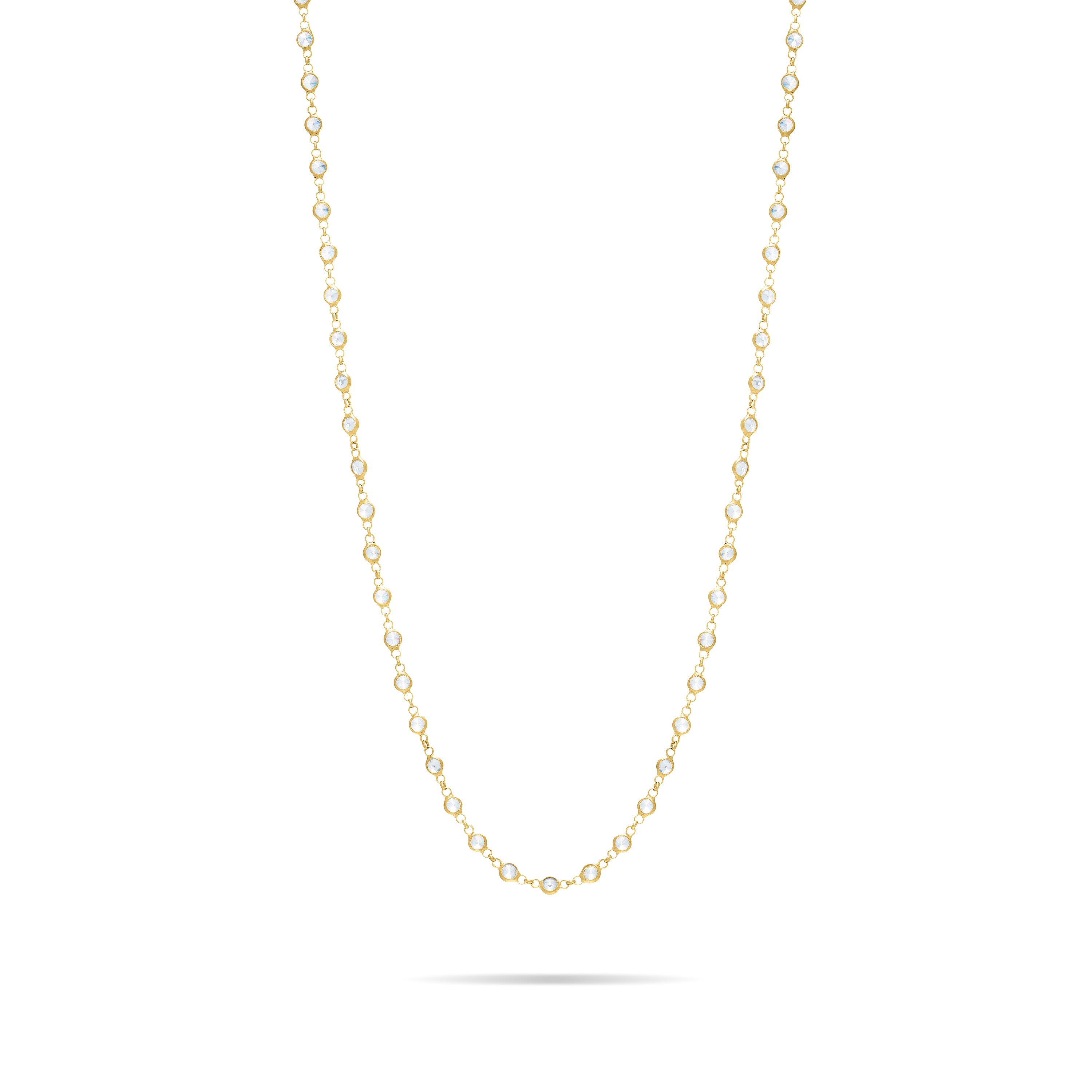 Eternity Bezel Long Necklace - Gold White - Big Bezel