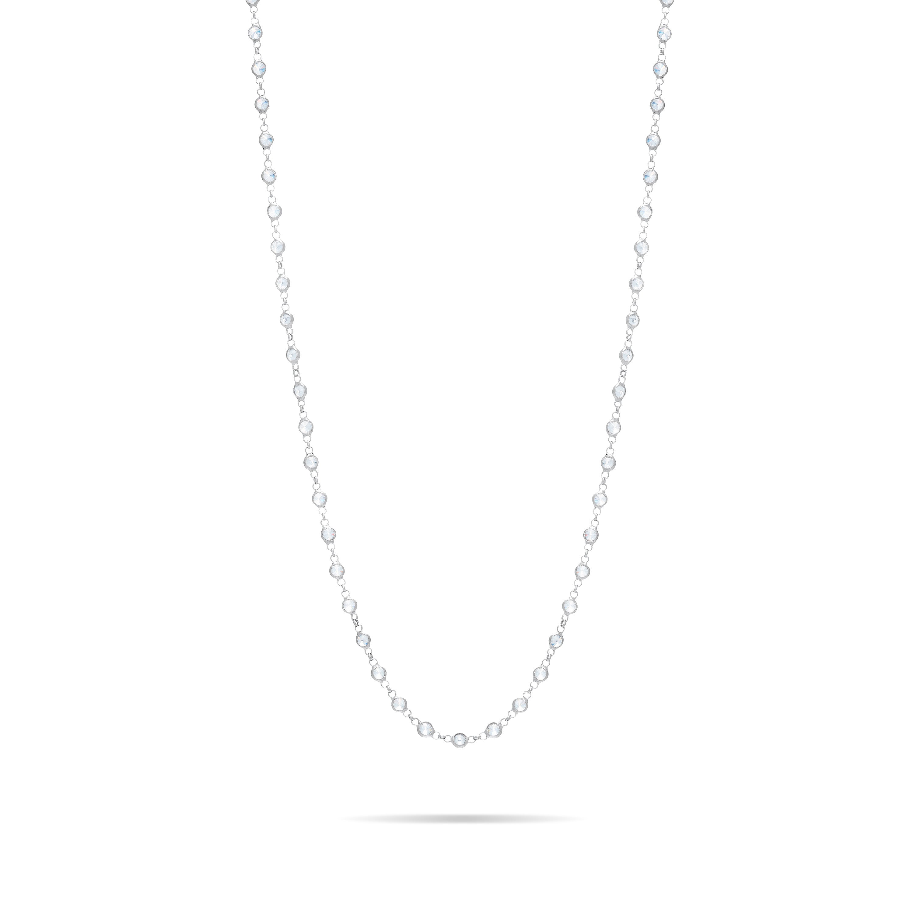 Eternity Bezel Long Necklace - Silver White - Big Bezel