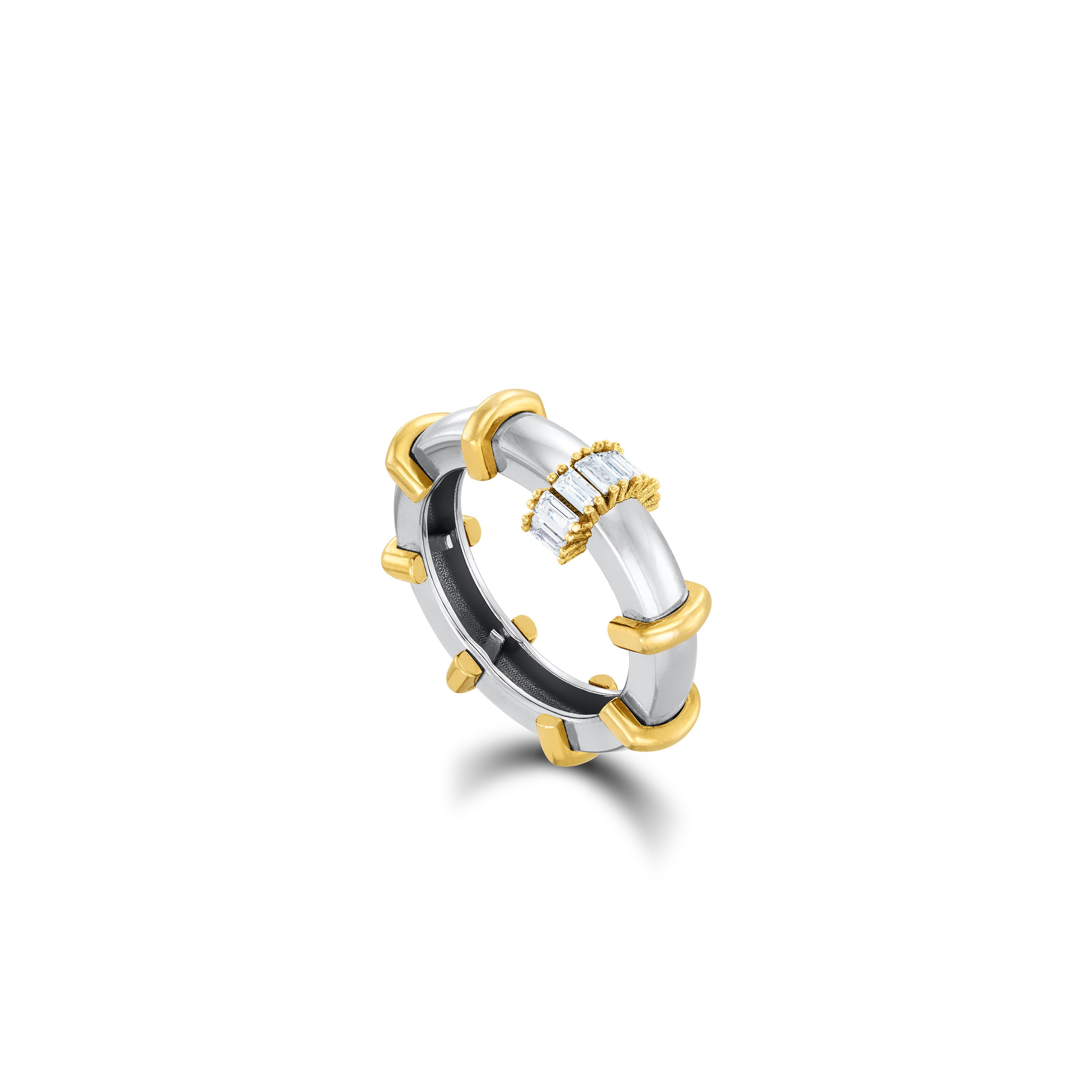 Evenly Spaced Cuff Ring - Silver White