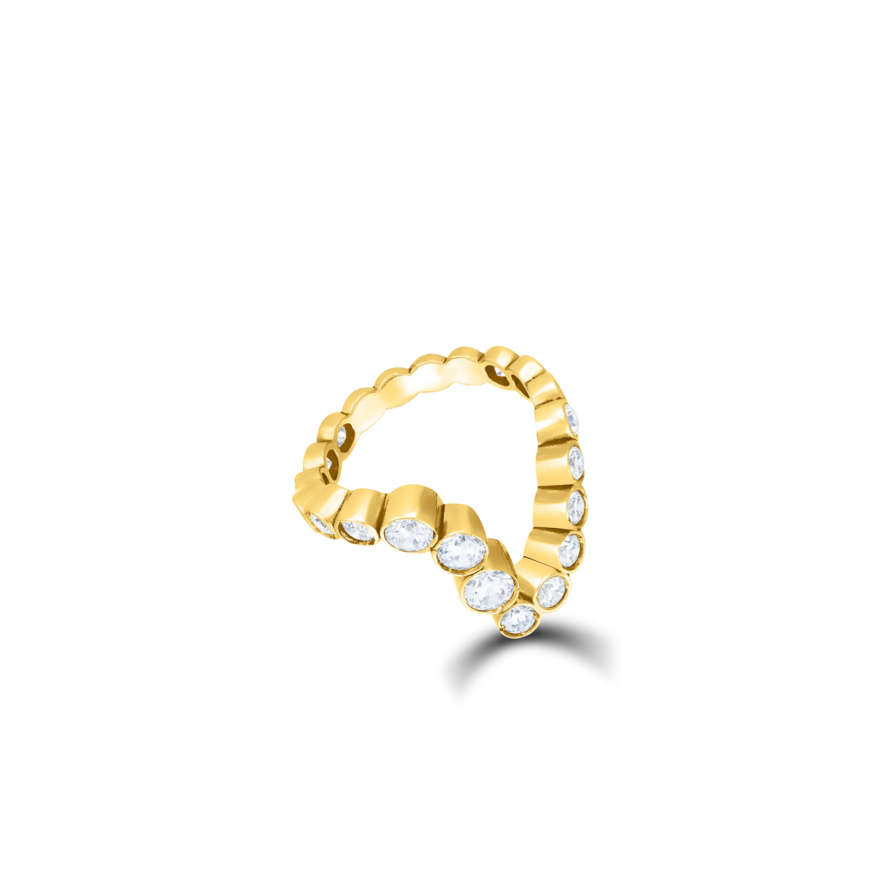 Graduated CZ Bezel Band Ring - Gold White