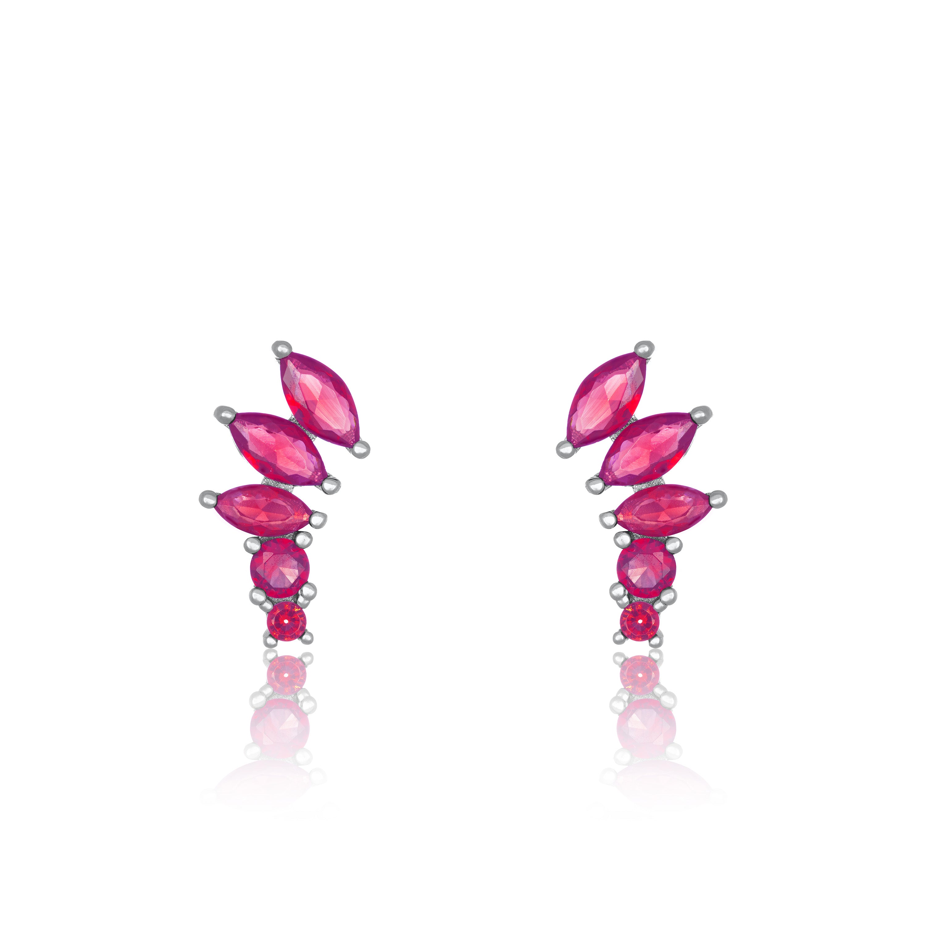 Graduated Marquise Shape Curved Stud Earring