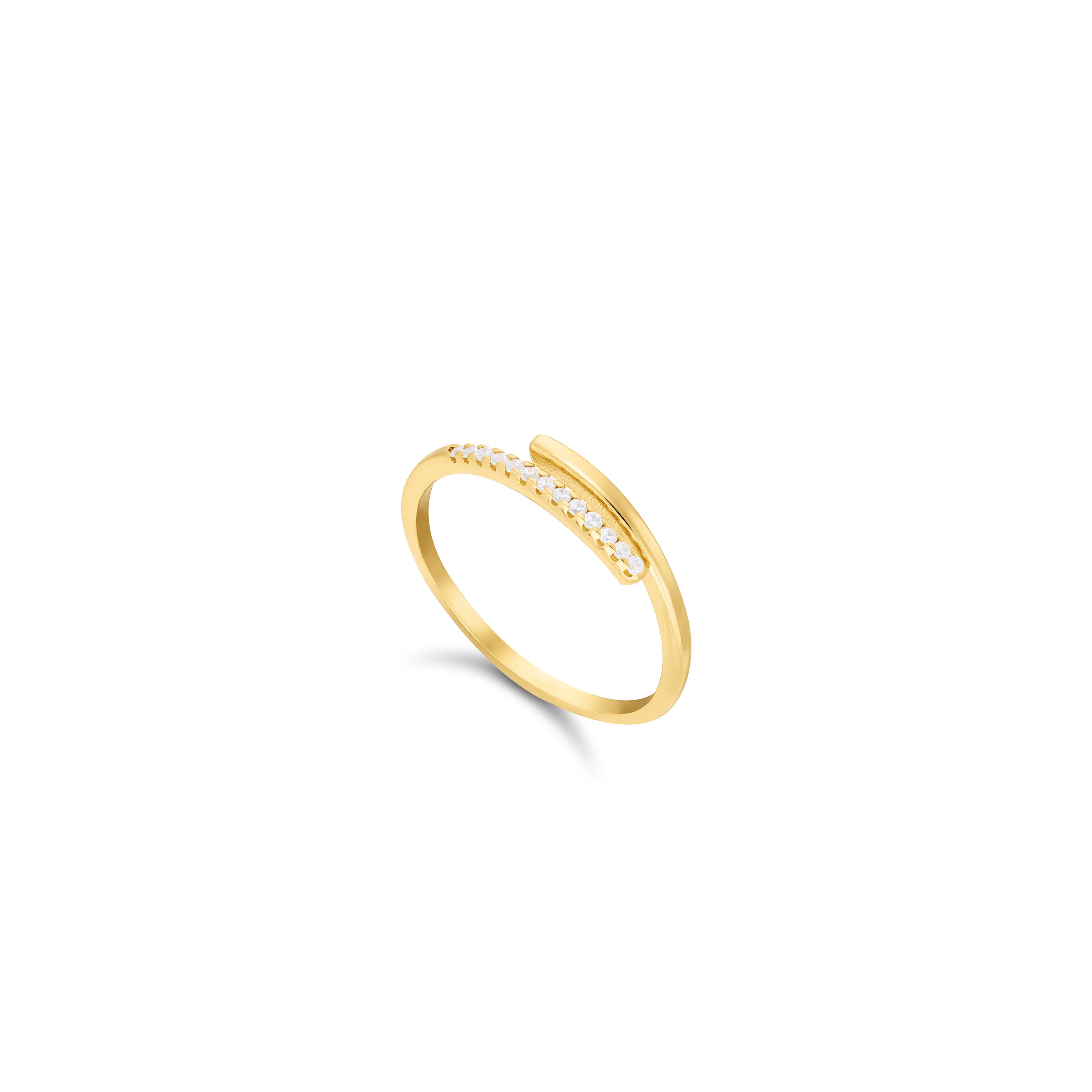 Half Cubic Zirconia Spiral Ring - Gold White