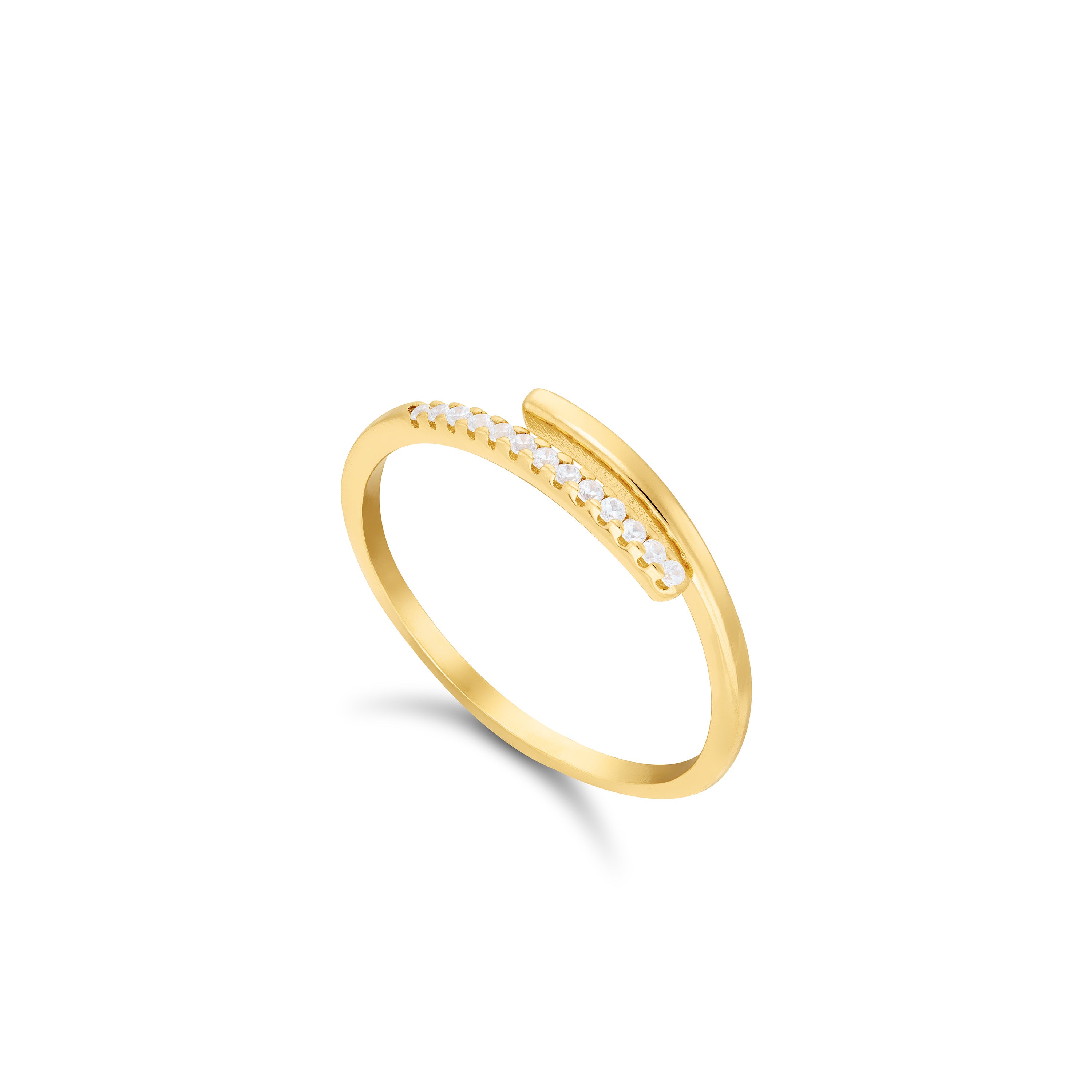 Half Cubic Zirconia Spiral Ring - Gold White