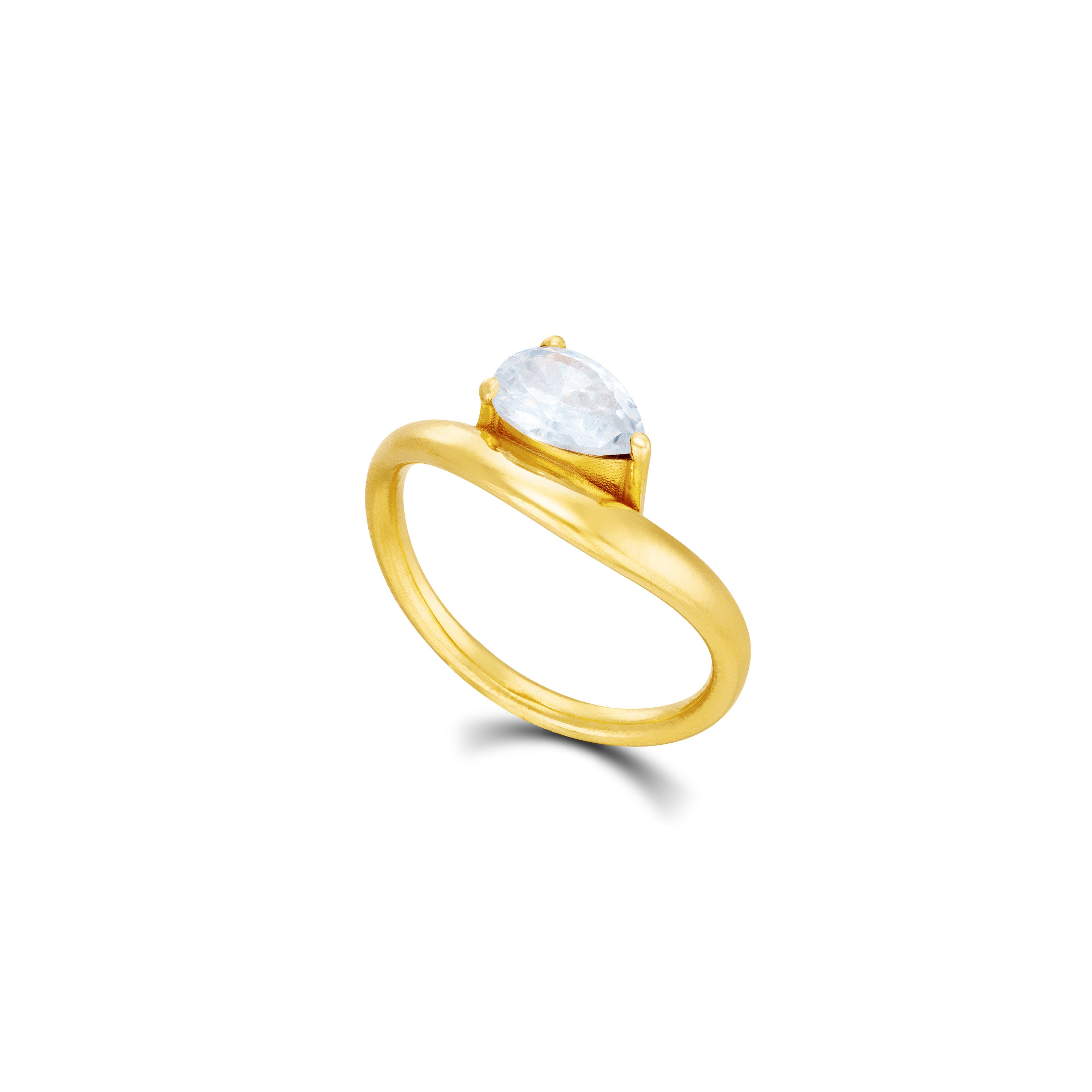 Layered Stacking Band Ring - Gold White - Solitaire