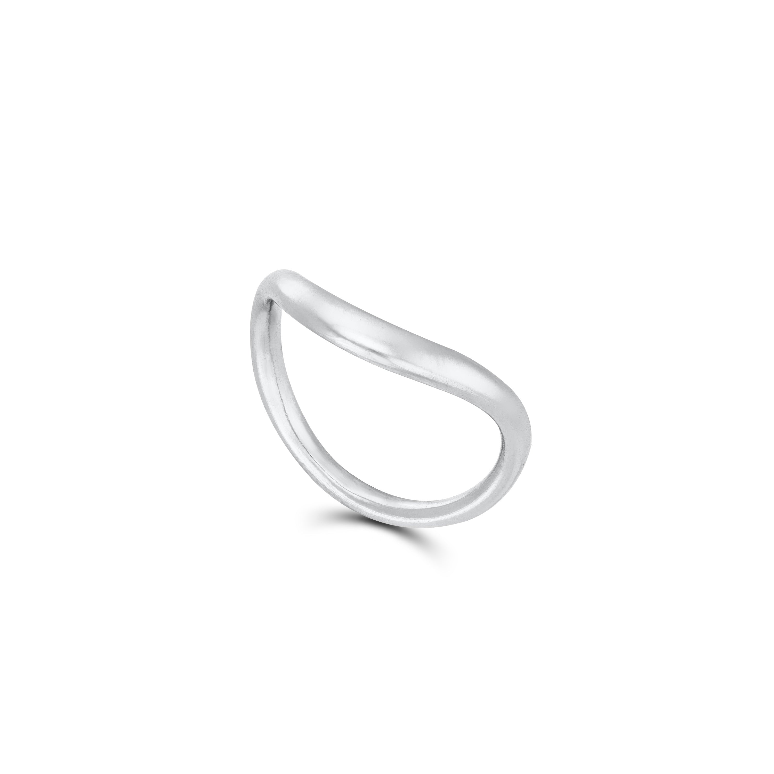 Layered Stacking Band Ring - Silver White - Plain V Shape
