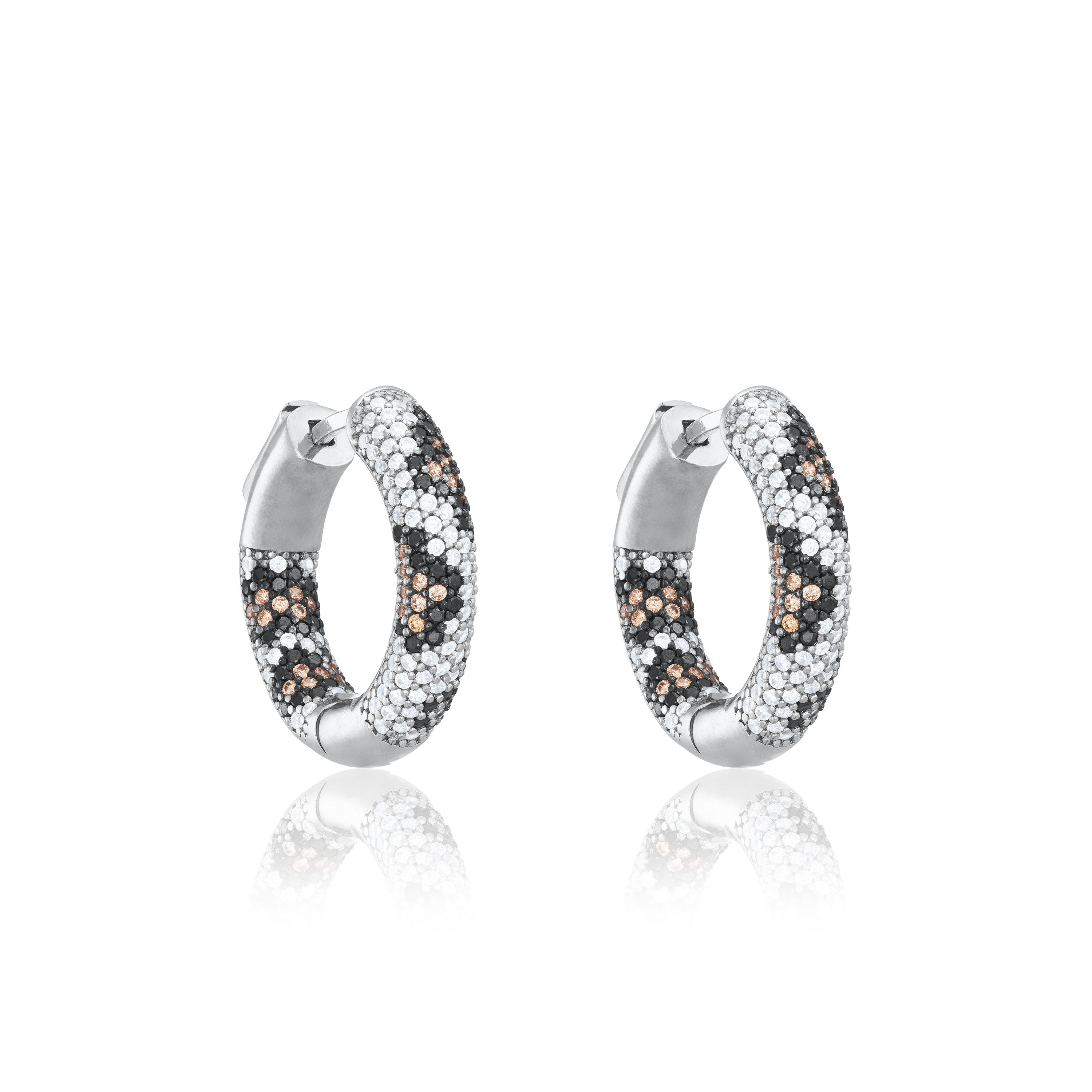 Leopard Cubic Zirconia Inside Out Hoop Earrings