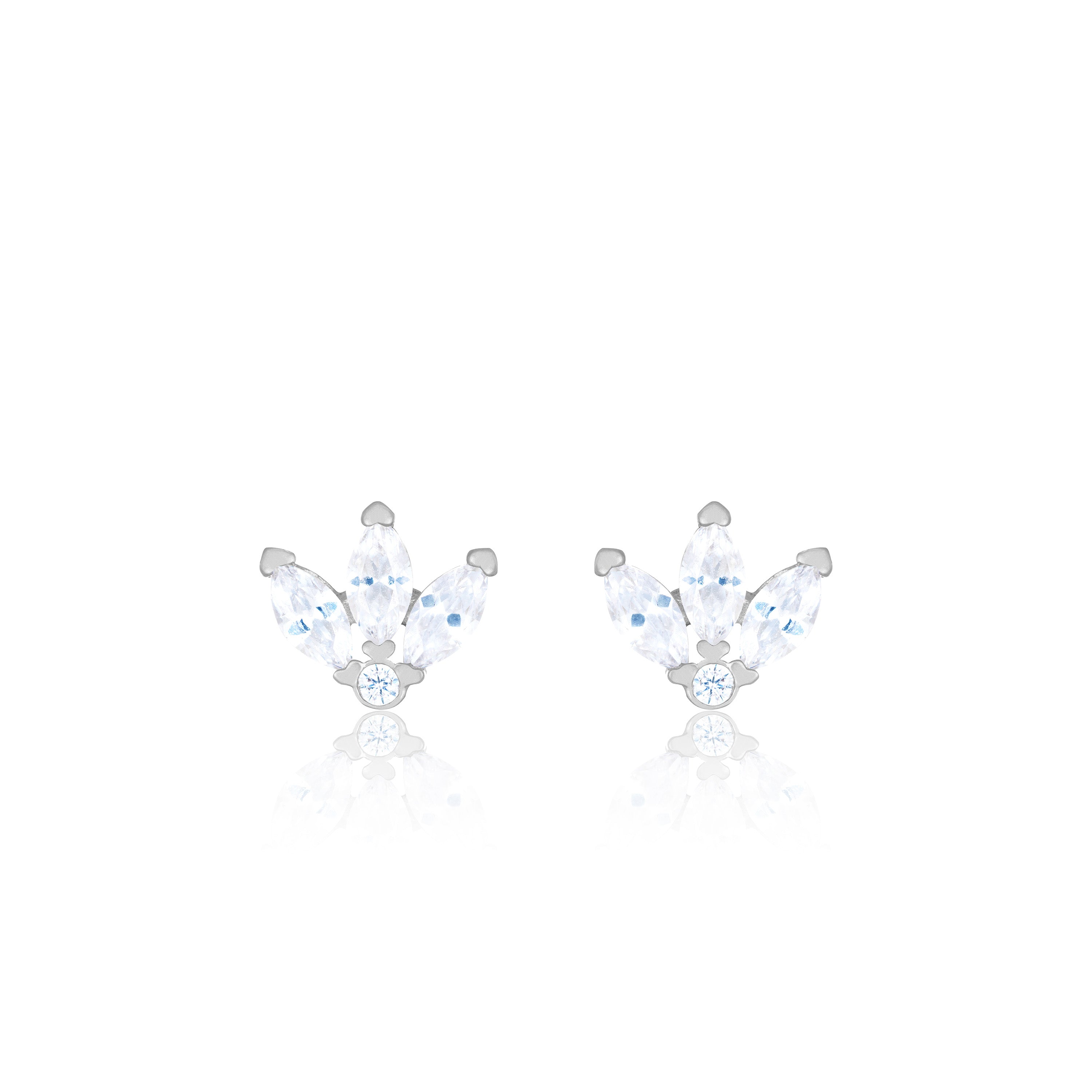 Marquise Lotus Cubic Zirconia Stud Earring