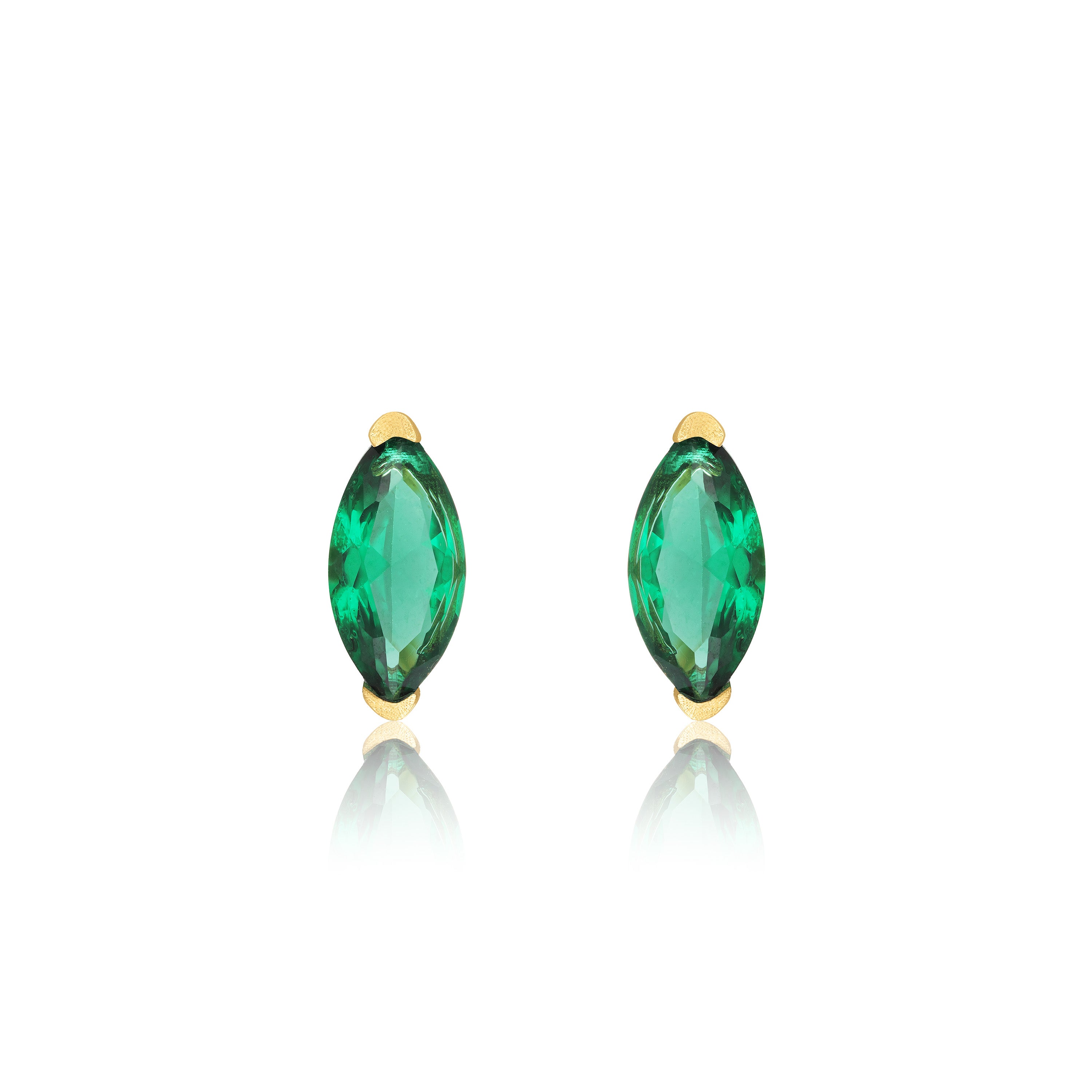 Marquise Stud Earrings - Gold Green