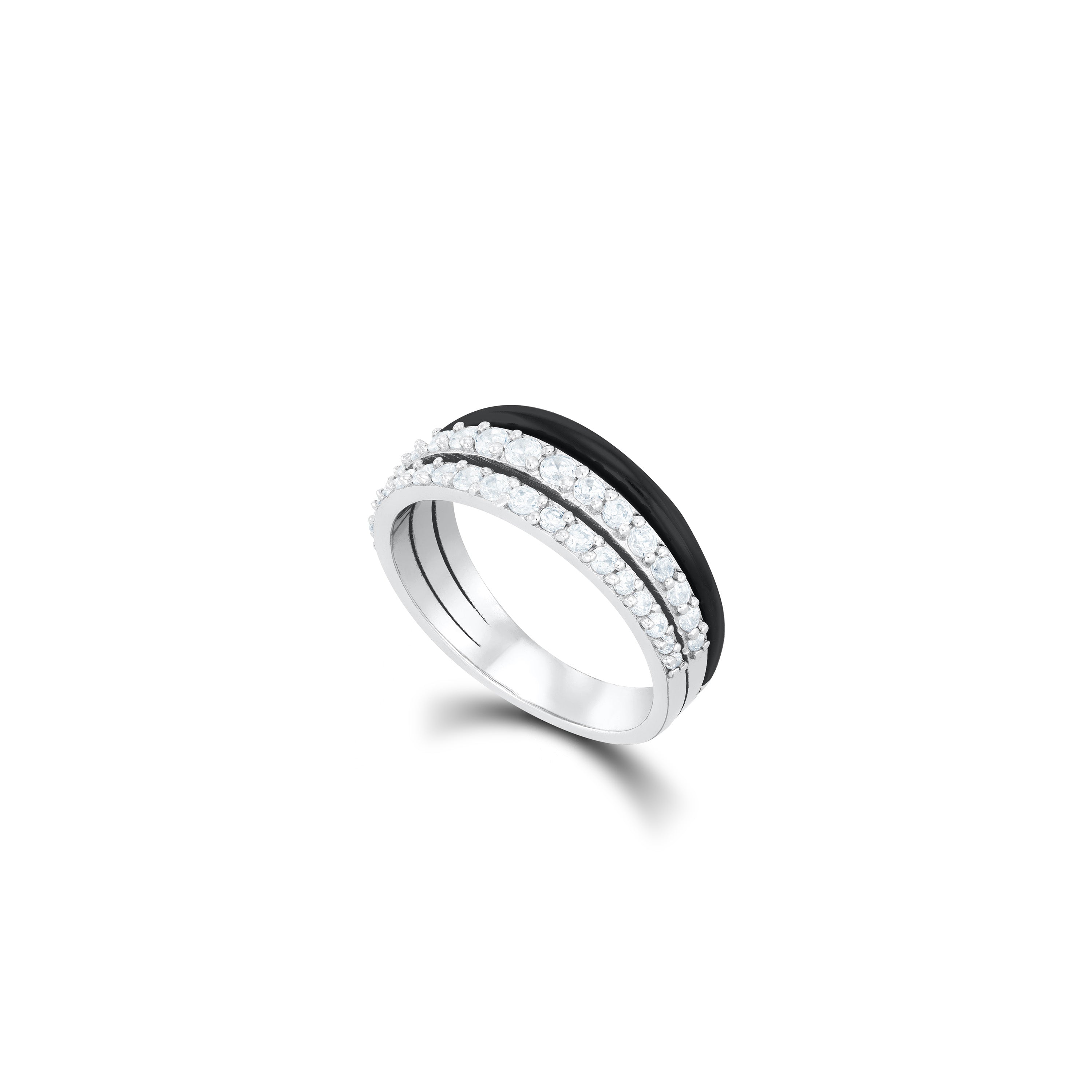 Multi Row Pave CZ Enamel Band Ring