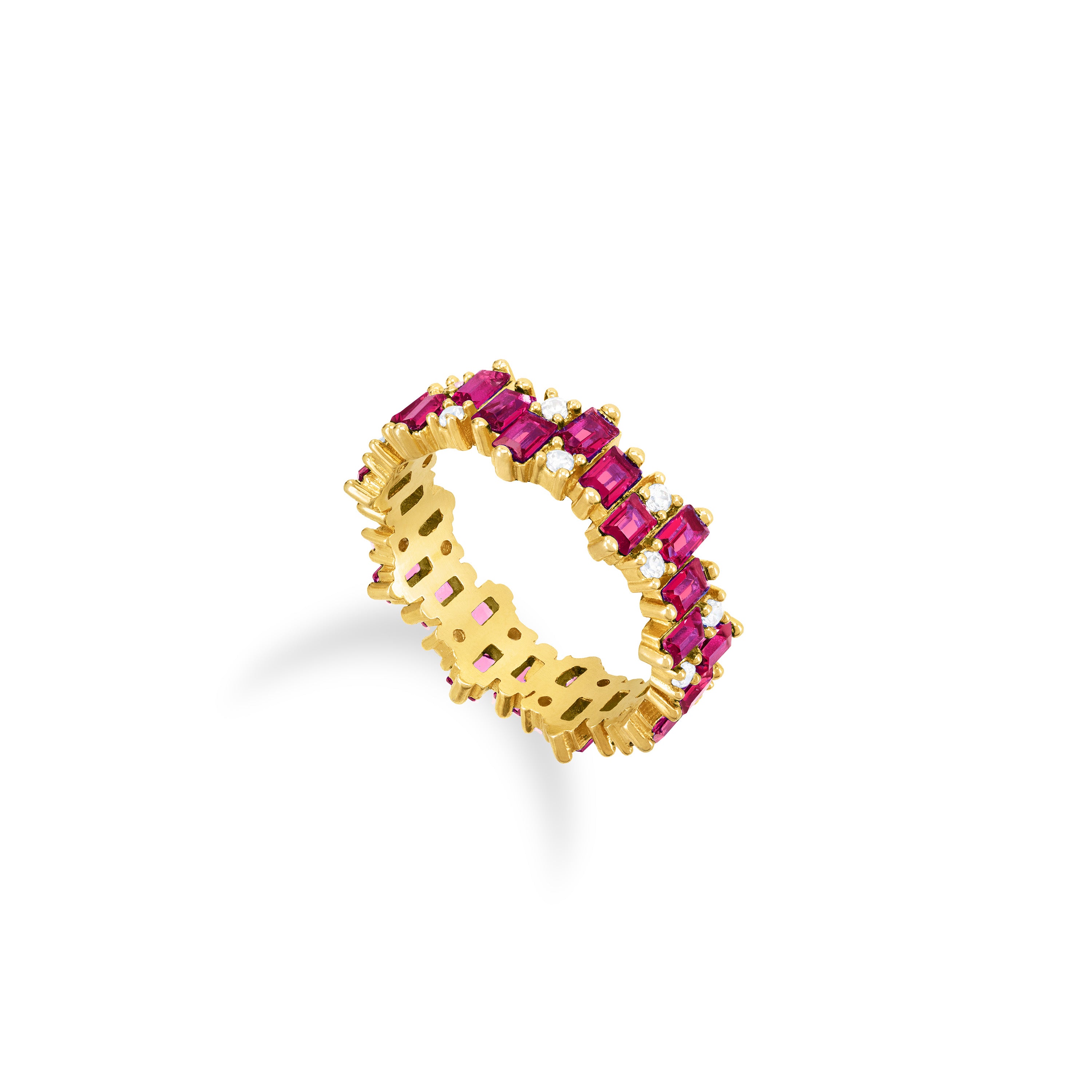 Non Straight Eternity Dot And Baguette Ring