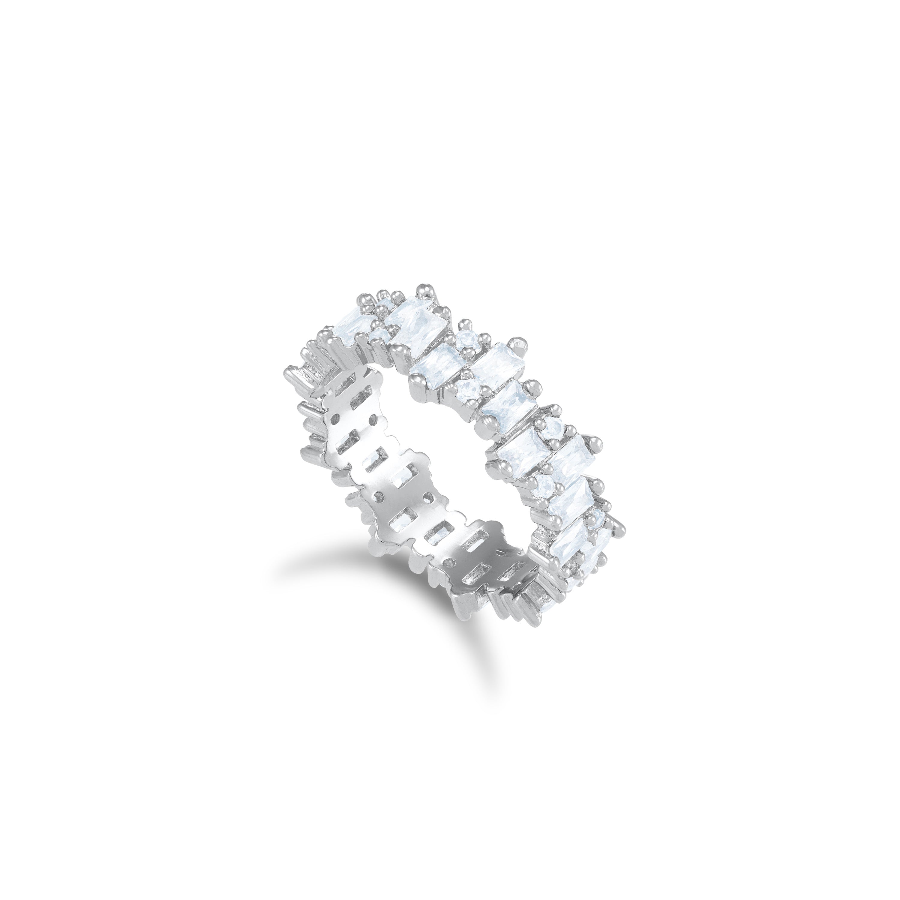 Non Straight Eternity Dot And Baguette Ring