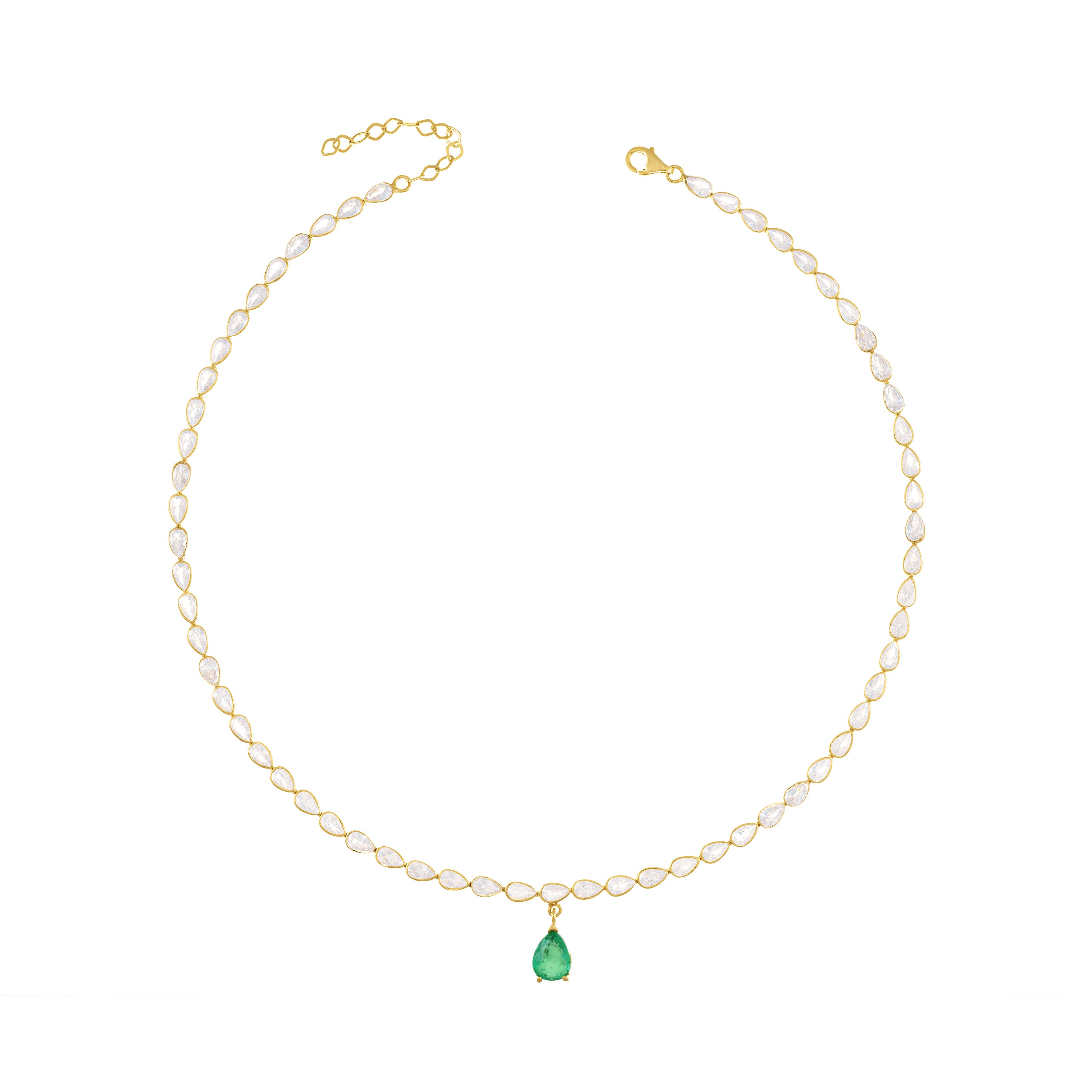 One Pear Cut Teardrop Eternity Tennis Necklace